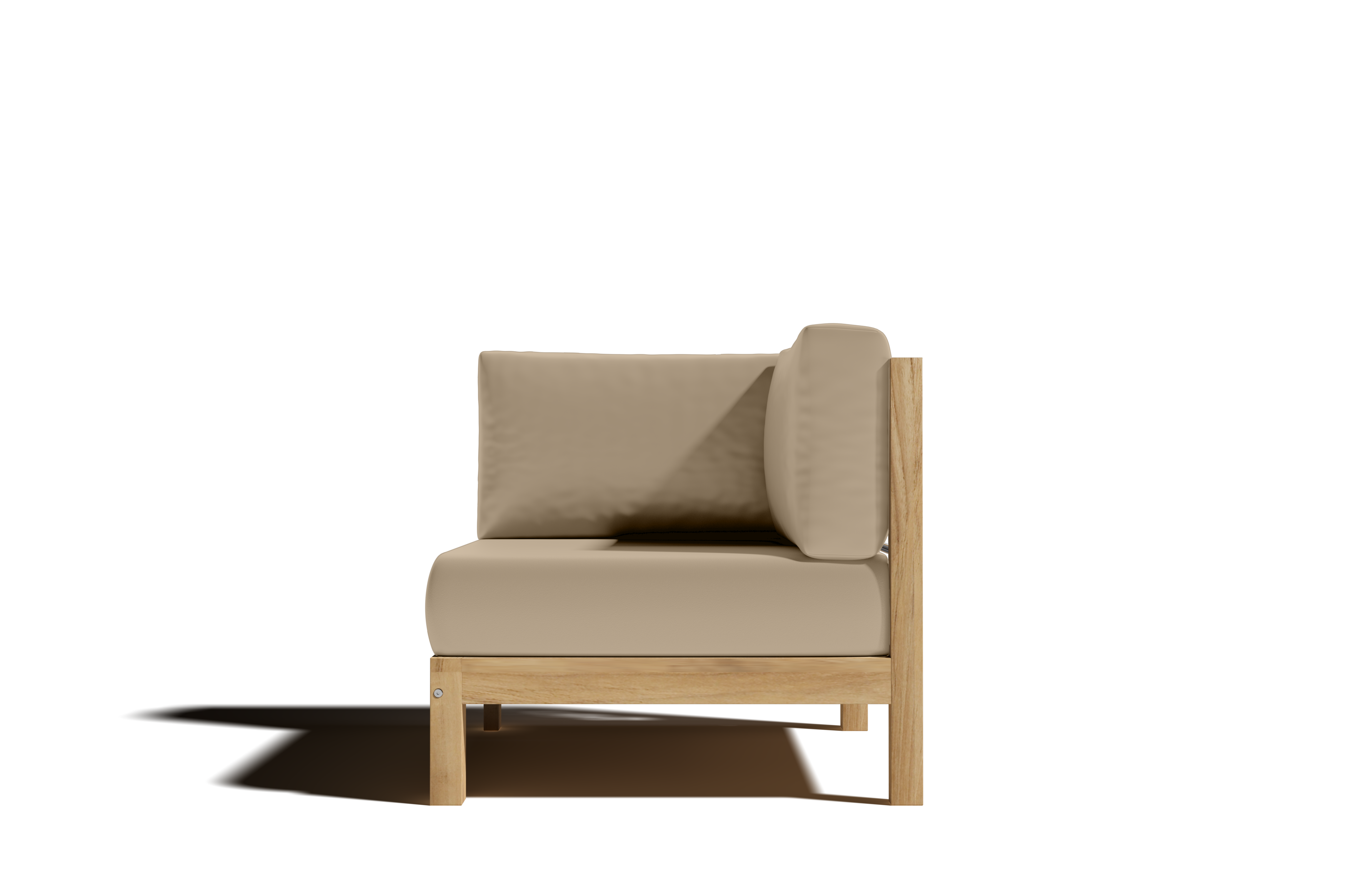 Leon Teak Outdoor Sectional Corner Sofa with Sunbrella Fawn Cushion - Waterproof & Durable Patio Furniture for Garden, Poolside & Backyard Relaxation
