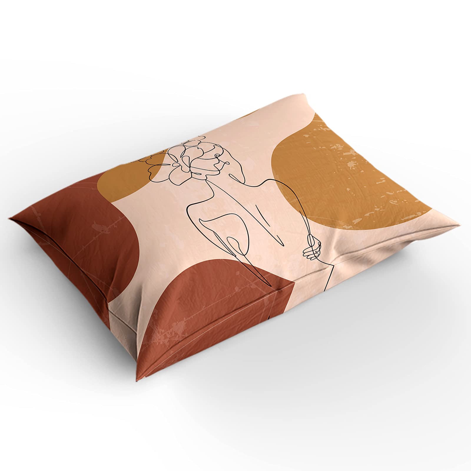 Modern Abstract Art 4-Piece Bedding Set - Full Size Quilt Cover, Soft Sheets & Pillowcases - Mid-Century Design with Elegant Lady Line Pattern - Perfect for Master Bedroom, Guest Room & Cozy Home Decor