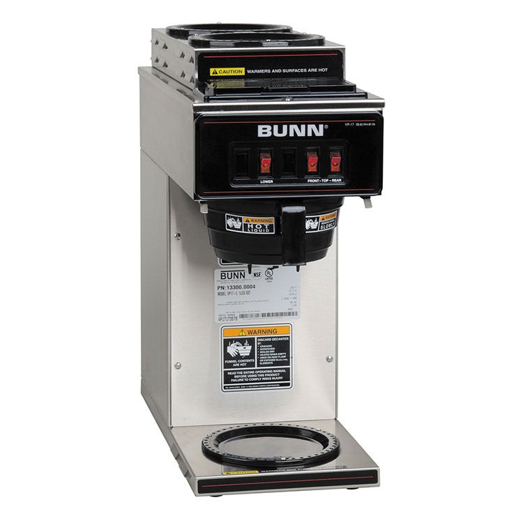 Bunn VP17-3 Pourover Coffee Brewer with 3 Warmers - 3.8 Gallon Commercial Coffee Maker, Silver - Perfect for Offices, Restaurants & Cafes