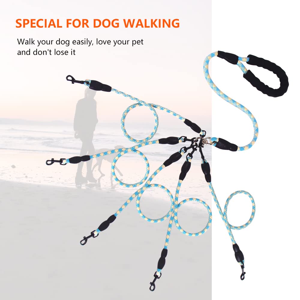 **5-in-1 Reflective Dog Leash Set – Tangle-Free 360° Swivel, Comfortable & Durable for Large, Medium & Small Dogs (Blue) – Perfect for Multi-Dog Walks, Training & Outdoor Adventures**