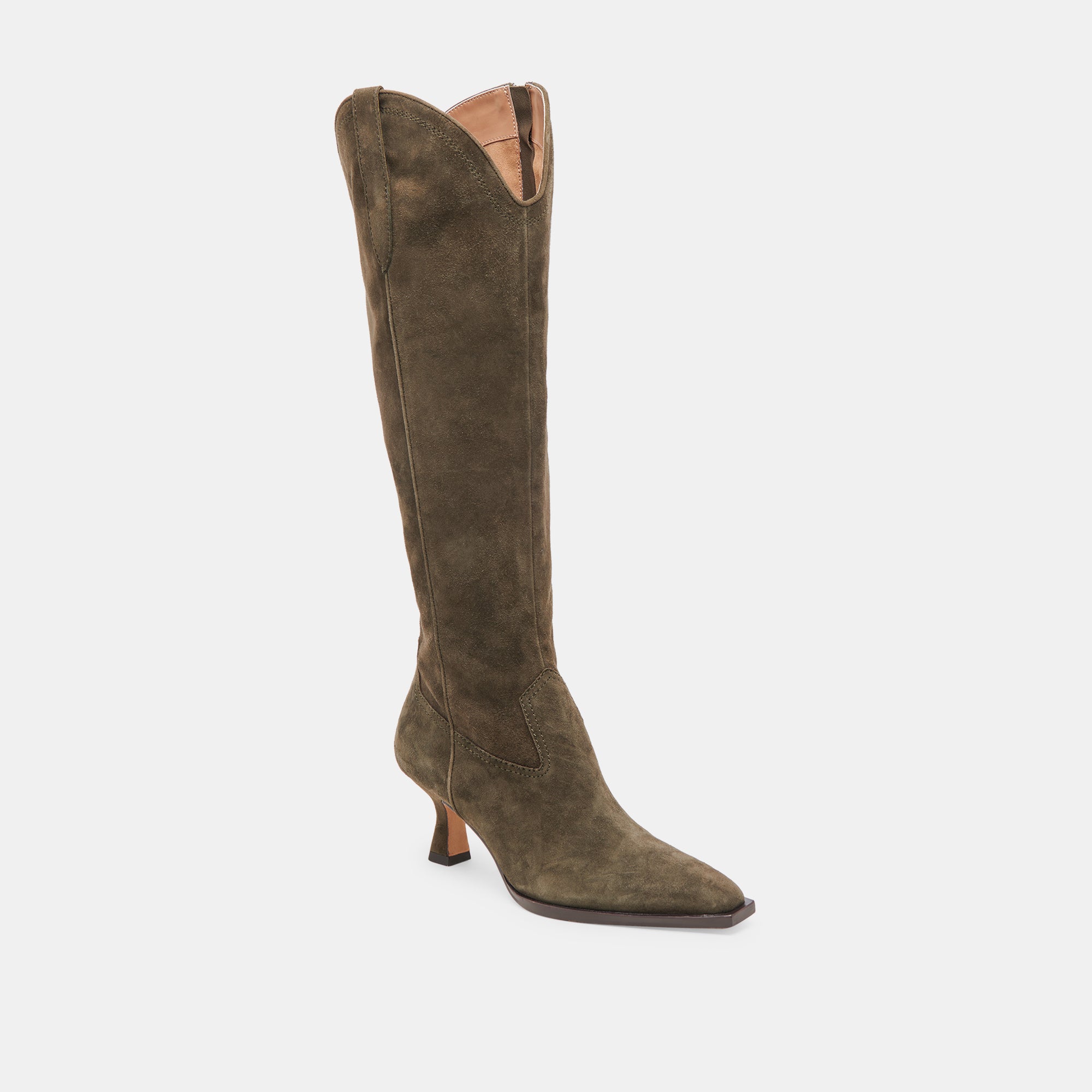Ariana Wide Calf Boots in Army Suede - Comfortable & Stylish Boots for Women, Perfect for Fall & Winter Outfits, Work & Casual Wear