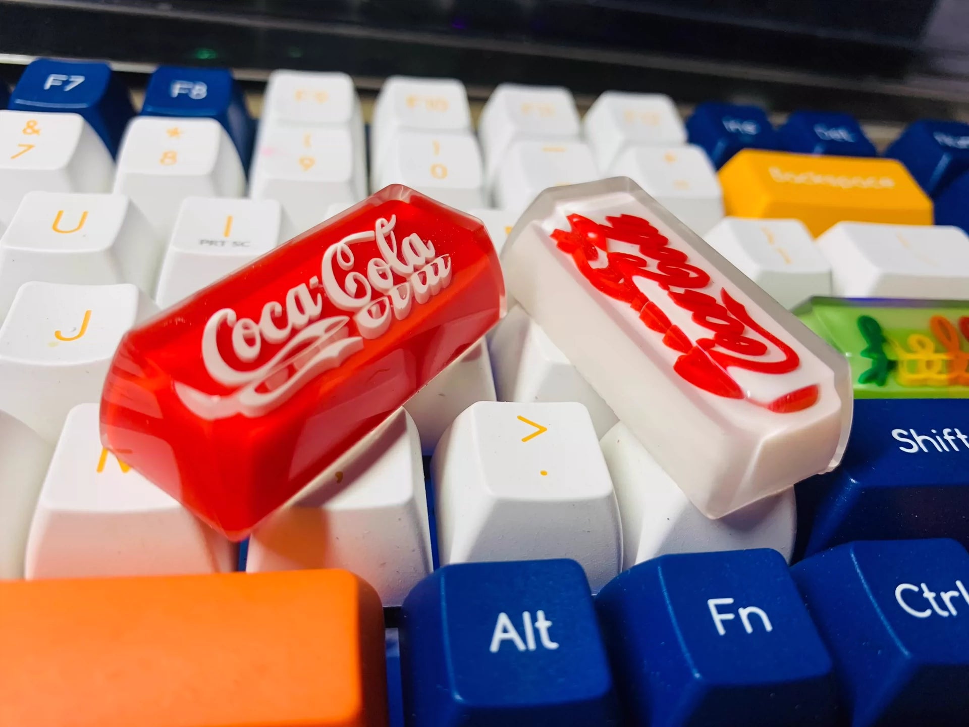 Custom Coca Cola Red Label Keycaps - Crystal Drop Resin Keycaps for Mechanical Keyboards | Personalized Gaming & Typing Accessories for PC & Laptop Enthusiasts