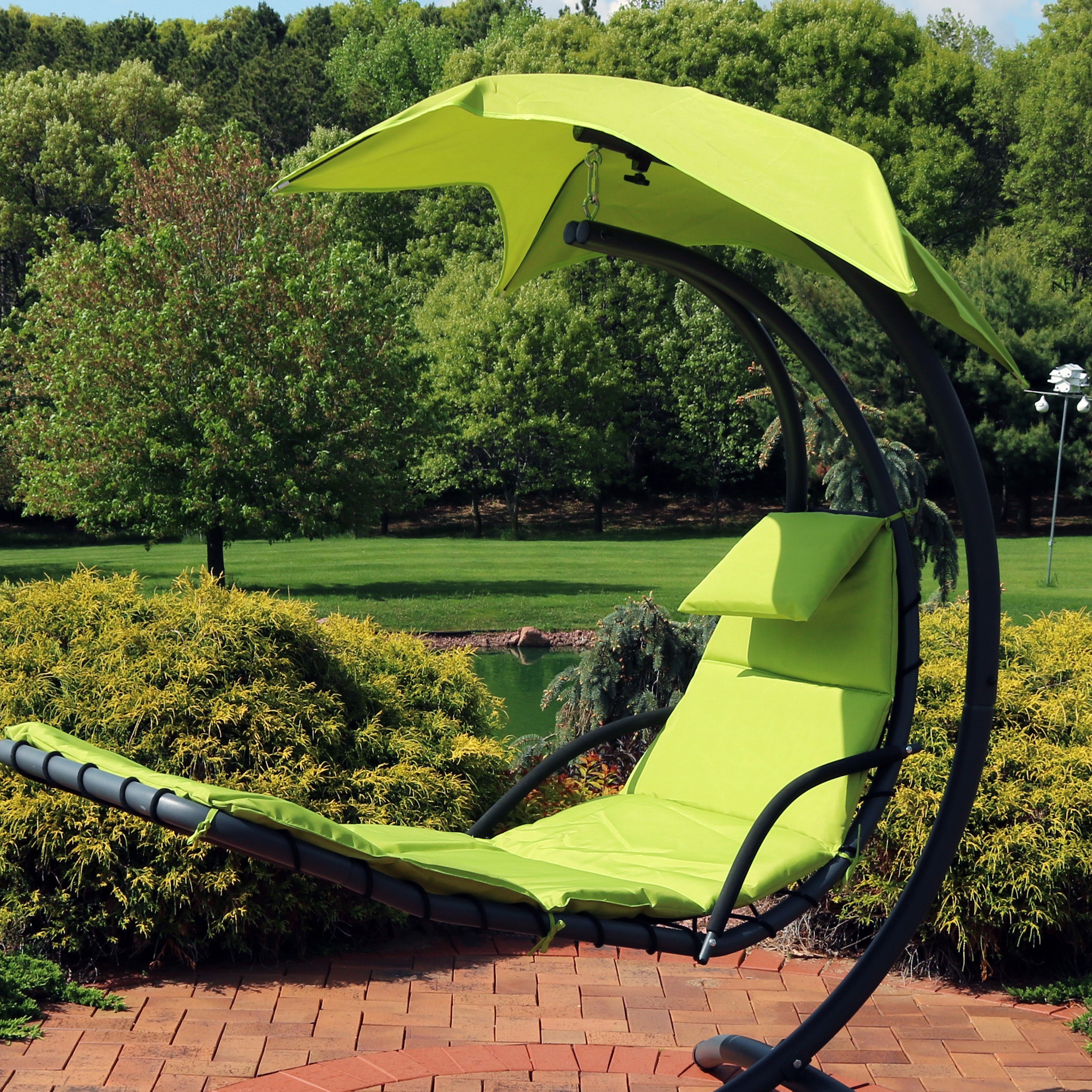 Sunnydaze Hanging Lounge Chair Replacement Cushion & Umbrella Set - Outdoor Patio Furniture Accessories for Poolside, Beach, and Garden Relaxation