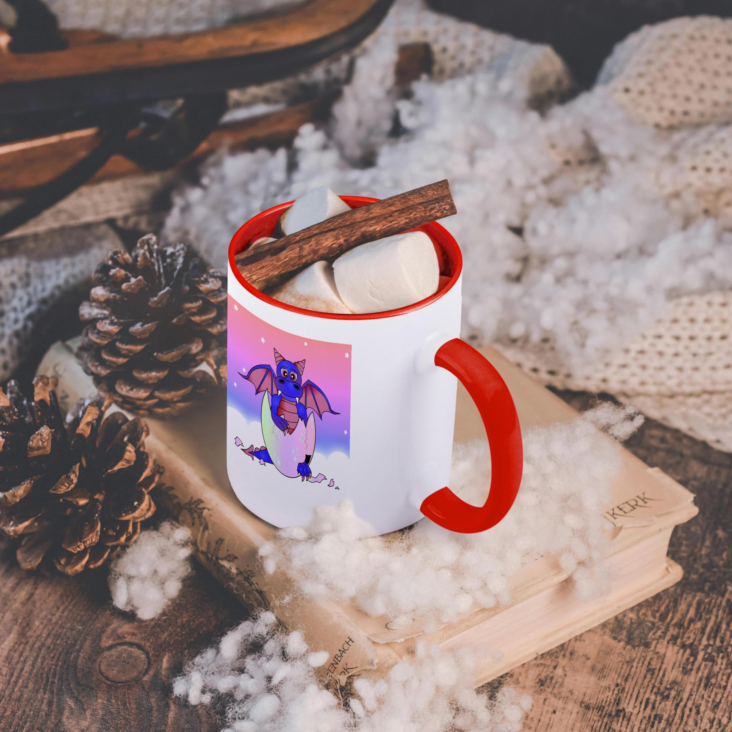 11oz Funny Purple Baby Dragon in Cracked Egg Design Ceramic Coffee Mug - Unique Dragon-Themed Gift for Fantasy Lovers - Perfect for Home, Office & Gamer Decor