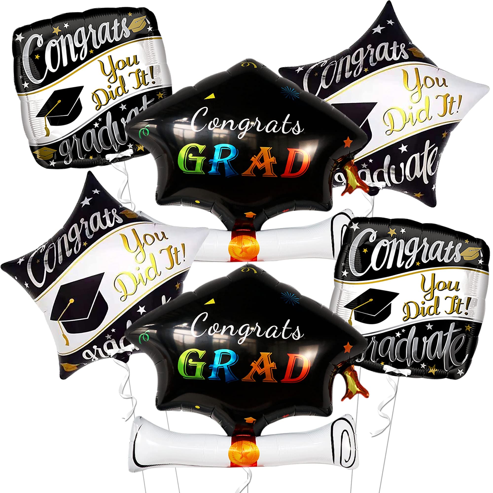 KatchOn Graduation Balloons 22 Inch - Pack of 6 Foil Mylar Balloons for Class of 2024 Decorations | Perfect for Graduation Parties, School Events & Photo Backdrops