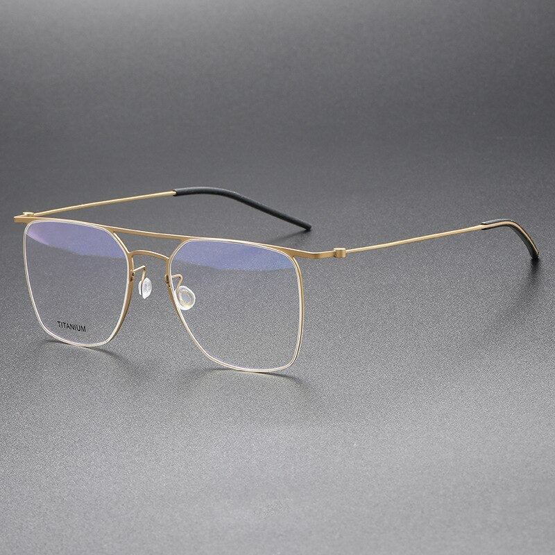 CCspace Men's Full Rim Square Double Bridge Screwless Titanium Alloy Eyeglasses Frame 56138 - Lightweight Durable Glasses for Work, Reading & Fashion
