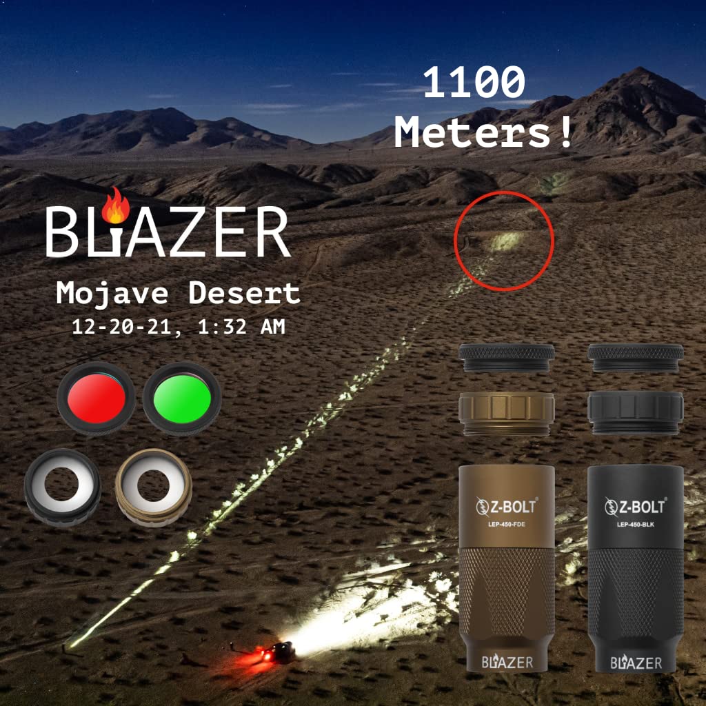 Z-BOLT® Blazer LEP Flashlight with Beam Shaping Diffuser - Dual Fuel (Battery & Rechargeable) - 1100m Range & 315,000 Candela - Tactical Duty & EDC Flashlight - Includes Free THYRM LPC Pocket Clip (FDE) - Perfect for Outdoor Adventures, Camping, Hiking, and Emergency Preparedness