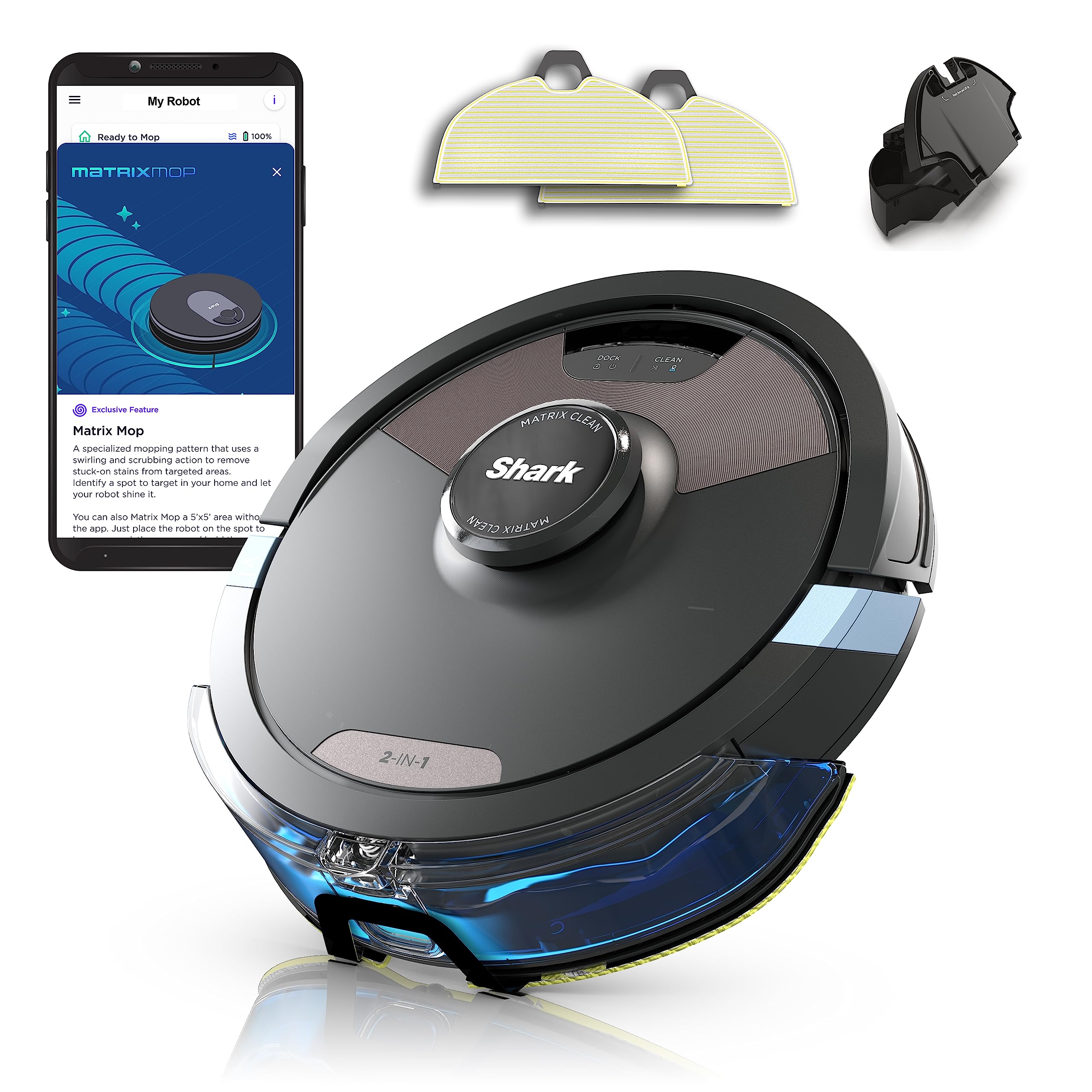 SHARK RV2620WD AI Ultra Robot Vacuum and Mop with Matrix Clean Navigation | CleanEdge Technology | Pet Hair, Carpets & Hard Floors | Alexa Compatible | Black/Mocha | Ideal for Home Cleaning & Smart Home Integration