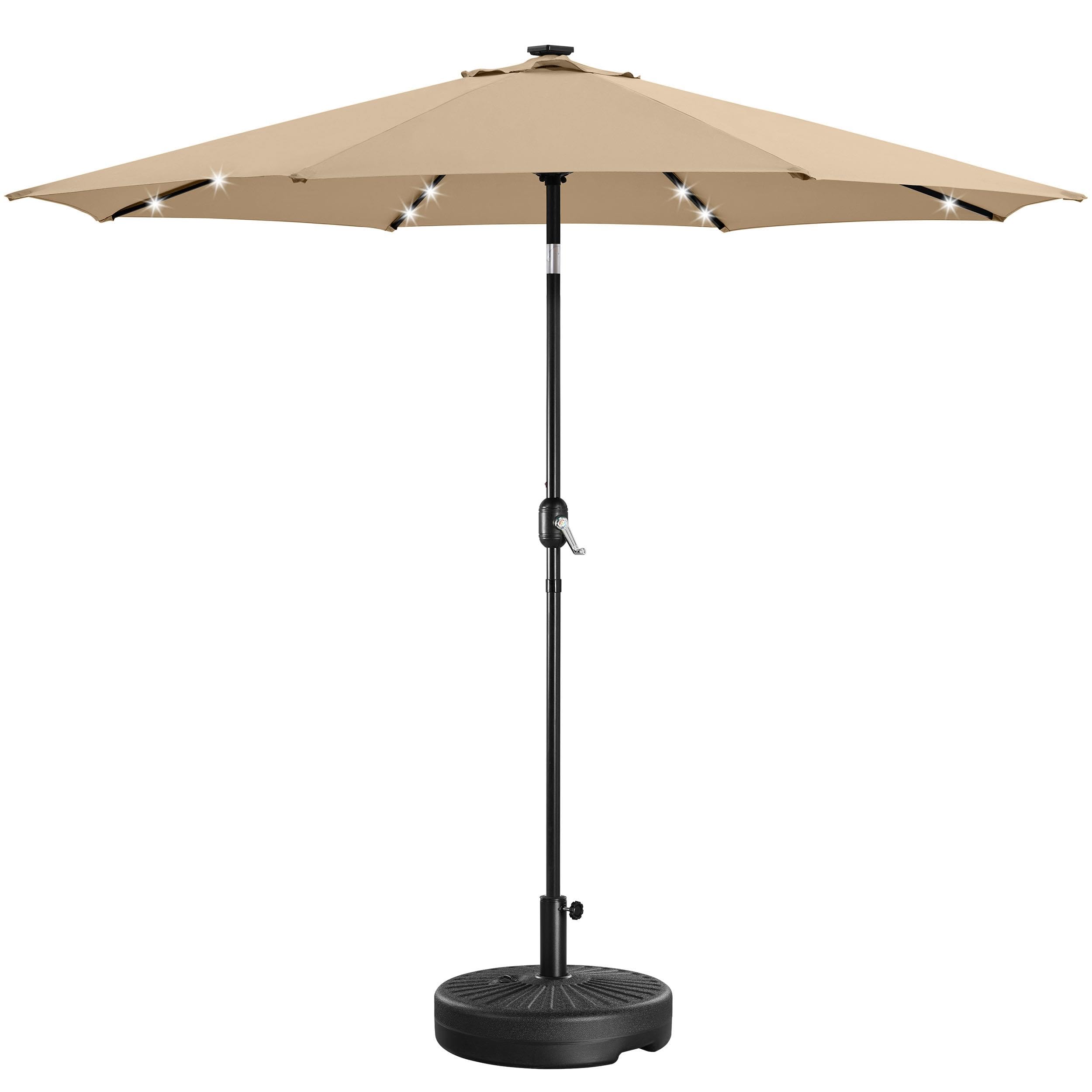 Yaheetech 7.5/9/10FT Solar Patio Umbrella with 22L Fillable Base - Outdoor Market Table Umbrella with UV Protection & Crank Lift for Garden, Lawn, Deck, Backyard, Pool - Perfect for Outdoor Dining, Lounging, and Shade by the Poolside