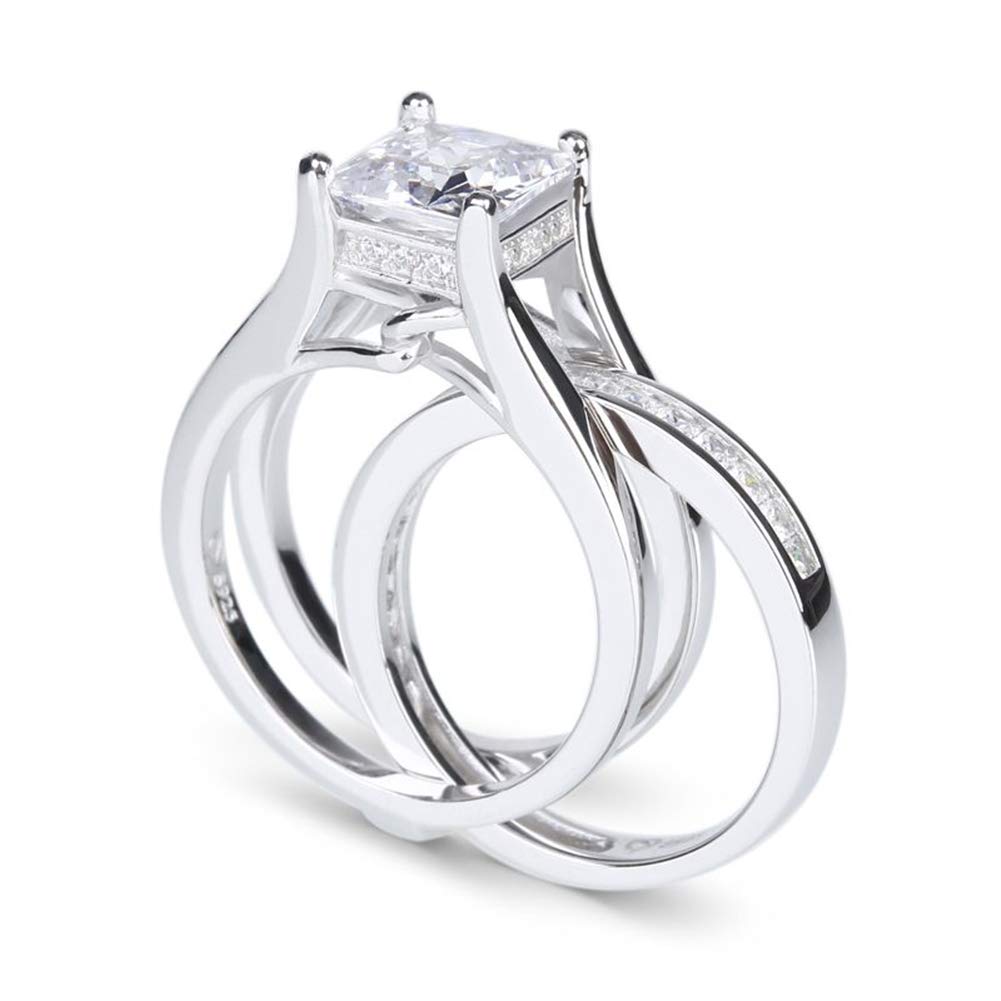 Jeulia Sterling Silver Princess Cut Interchangeable Ring Set - Fashion Anniversary, Promise, Engagement & Wedding Rings for Women with Gift Jewelry Box | Perfect for Proposals, Bridal Jewelry & Special Occasions