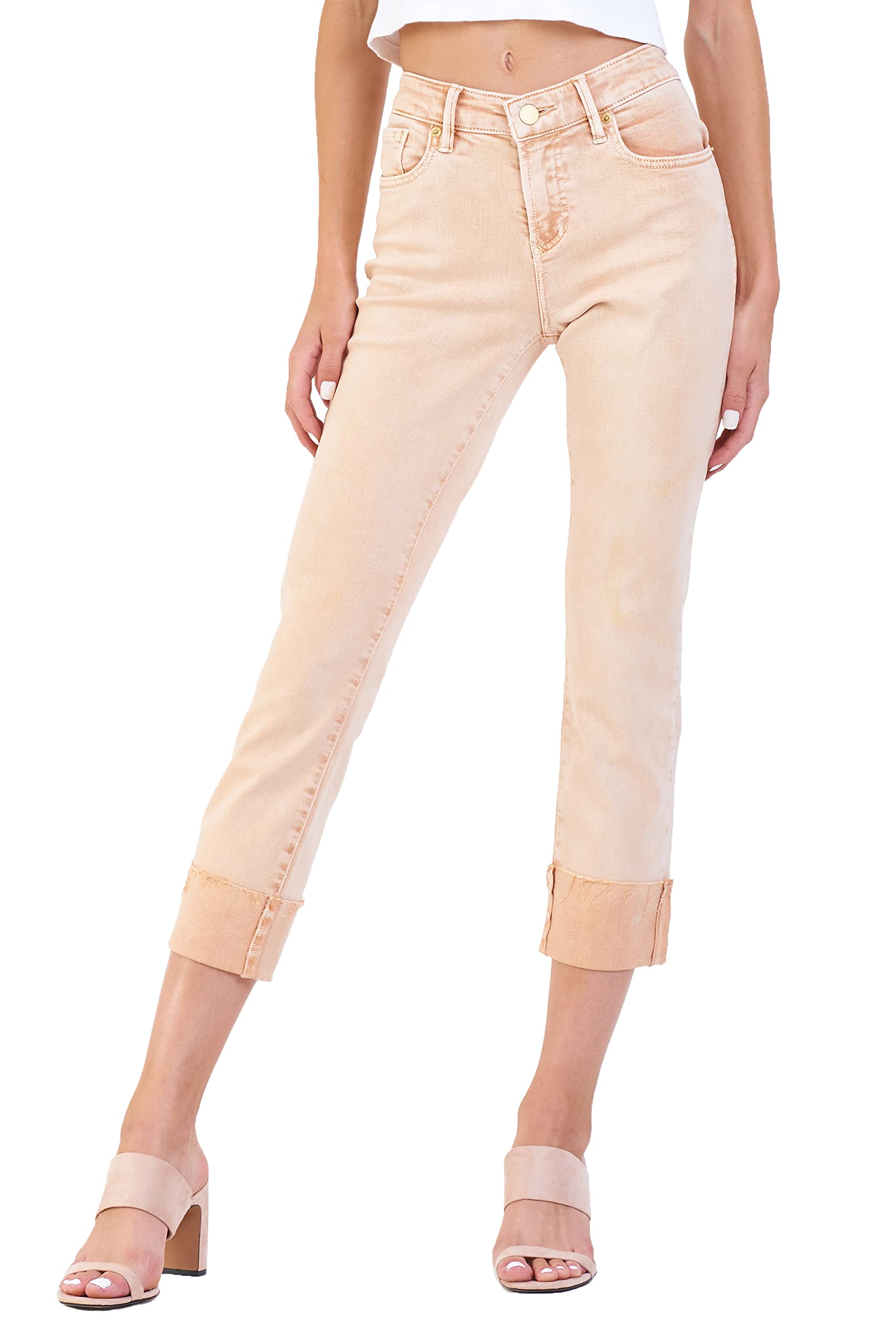 DEAR JOHN Women's Blaire Cuffed Slim Straight Pants - High Waist Office Trousers for Work, Business Casual & Professional Outfits