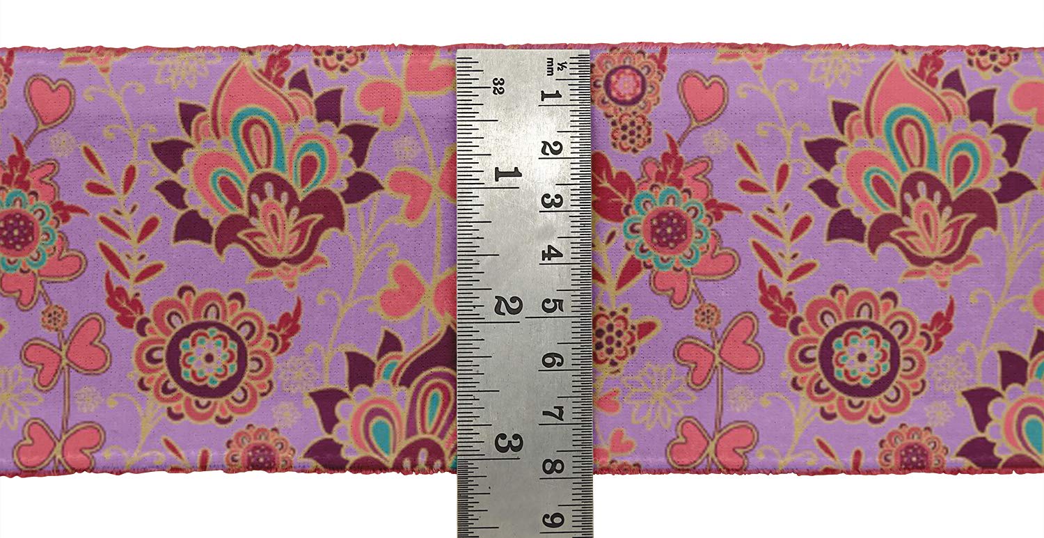 Purple Leaves & Floral Velvet Ribbon Trim - 9 Yards, 3 Inches Wide - Premium Craft Lace for Sewing, DIY Accessories, Gift Wrapping & Home Decor | IndianBeautifulArt IBA