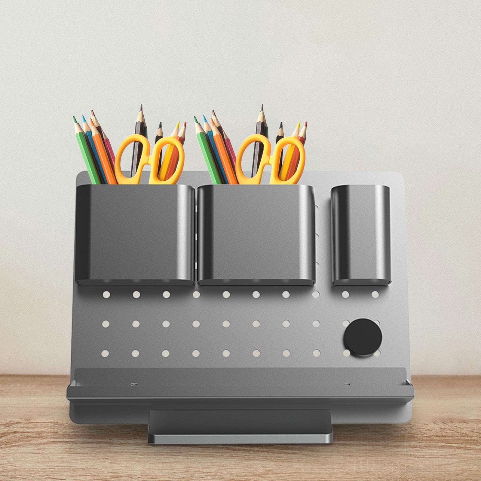 Leefasy Metal Desk Organizer - Stationery Storage Box with 5 Compartments, Office & School Supplies Organizer for Vanity, Countertop, Classroom, Home & Office Use (Perfect for Pens, Pencils, Scissors & More)