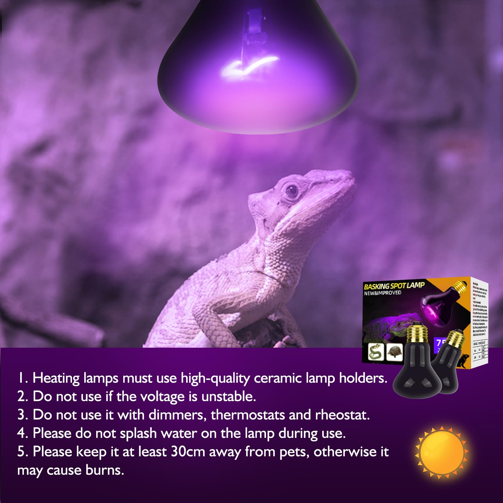 75W Reptile Heat Lamp Bulbs - Infrared Red Heat Bulb E26 110V for Chickens, Snakes, Lizards & Spiders - 2 Pack Black Bulbs for Pet Habitat Heating & Nighttime Warmth