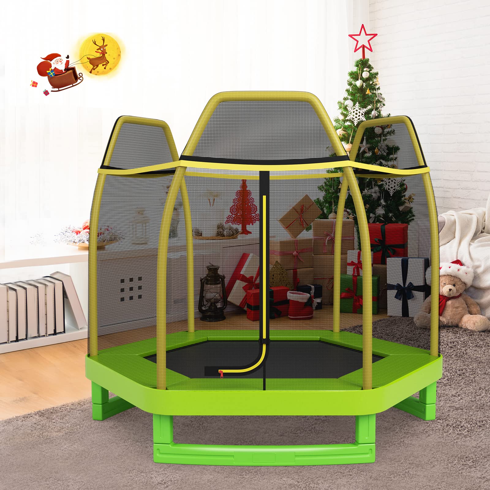 **Giantex 7 Ft Trampoline for Kids - Heavy Duty Steel Frame Toddler Trampoline with Safety Net | Indoor & Outdoor Bounce Fun for Ages 3-8 | Perfect Gift for Boys & Girls - Birthday, Backyard Play, Exercise & Family Fun**