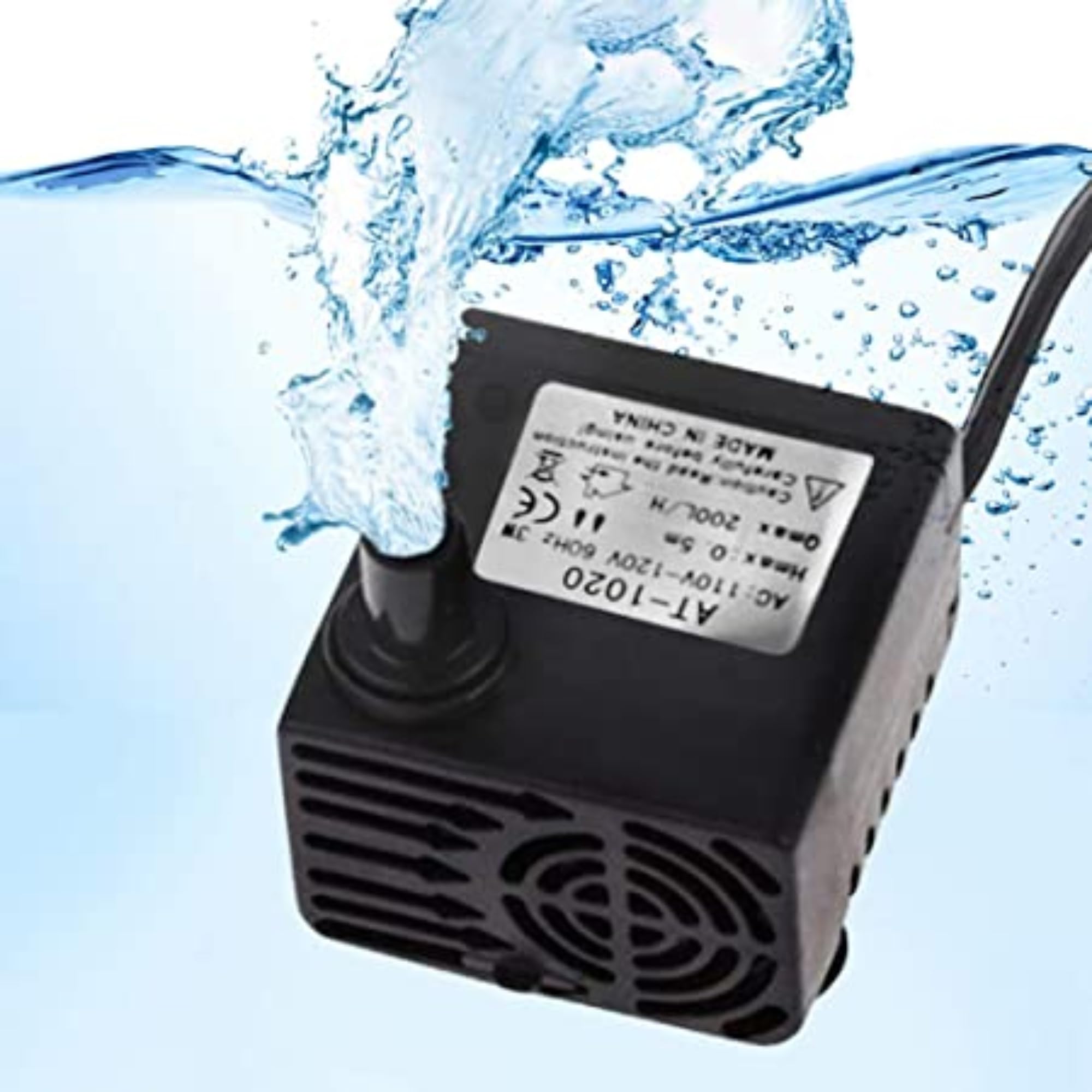 SunGrow 3W 55 GPH Mini Submersible Water Pump for Cat & Dog Bowls, Aquariums, Fountains, Hydroponics - Perfect for 3-5 Gallon Tanks, Tabletop Displays & Pet Water Dispensers