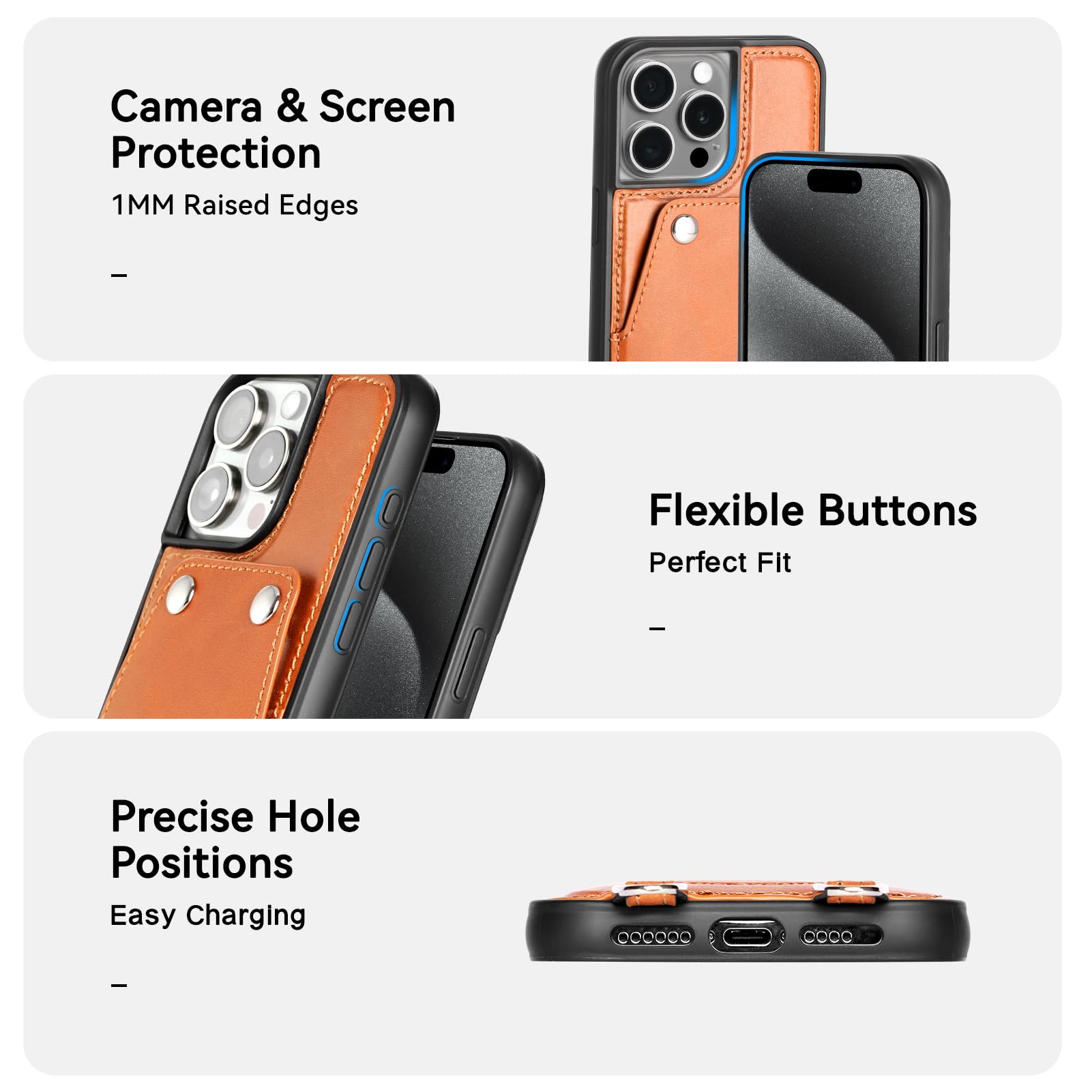 Premium Leather Wallet Phone Case for iPhone 15 Pro Max (6.7