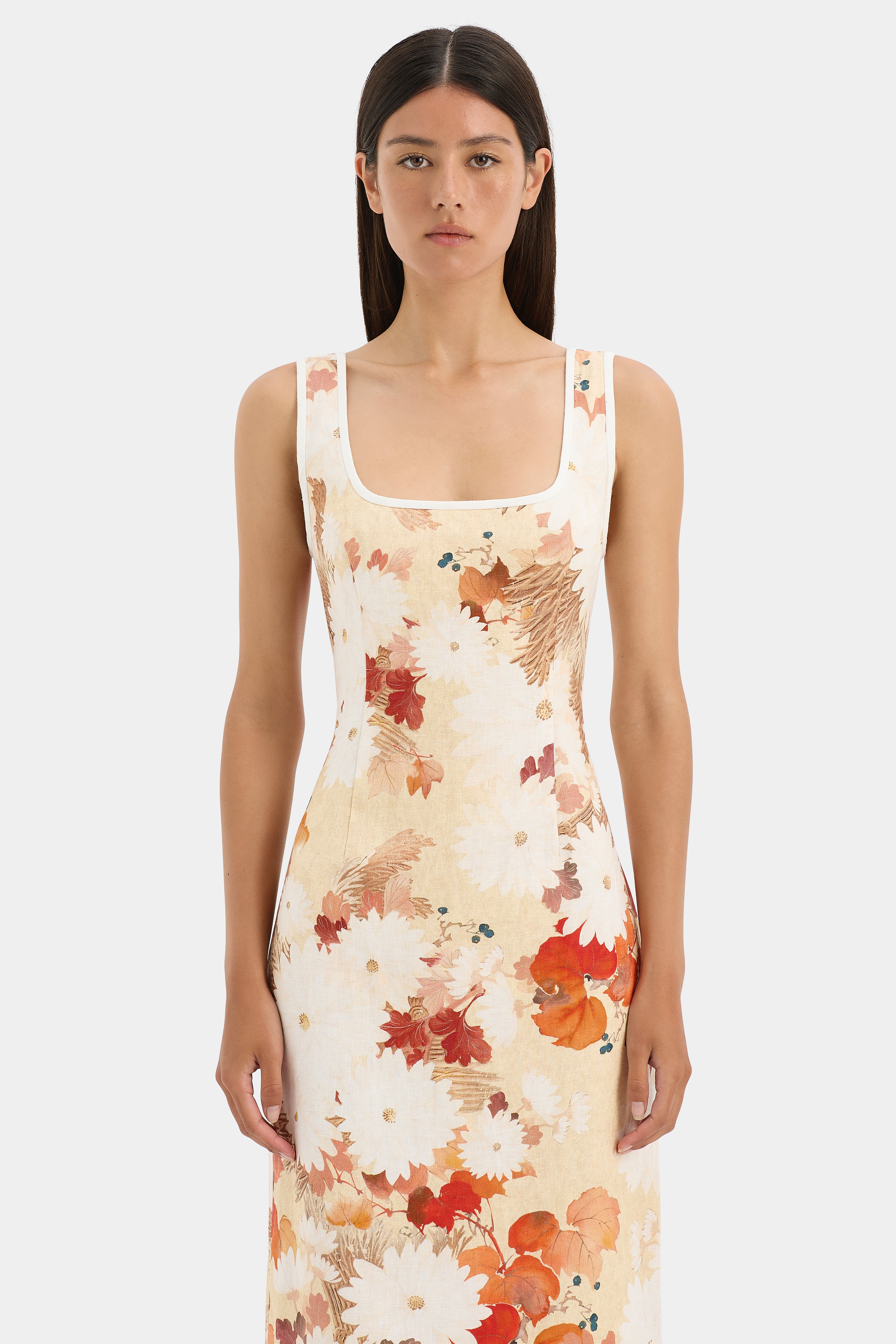 Jessamine Floral Print Midi Dress for Women - Elegant Summer Casual & Party Wear - Perfect for Beach, Wedding, and Date Night