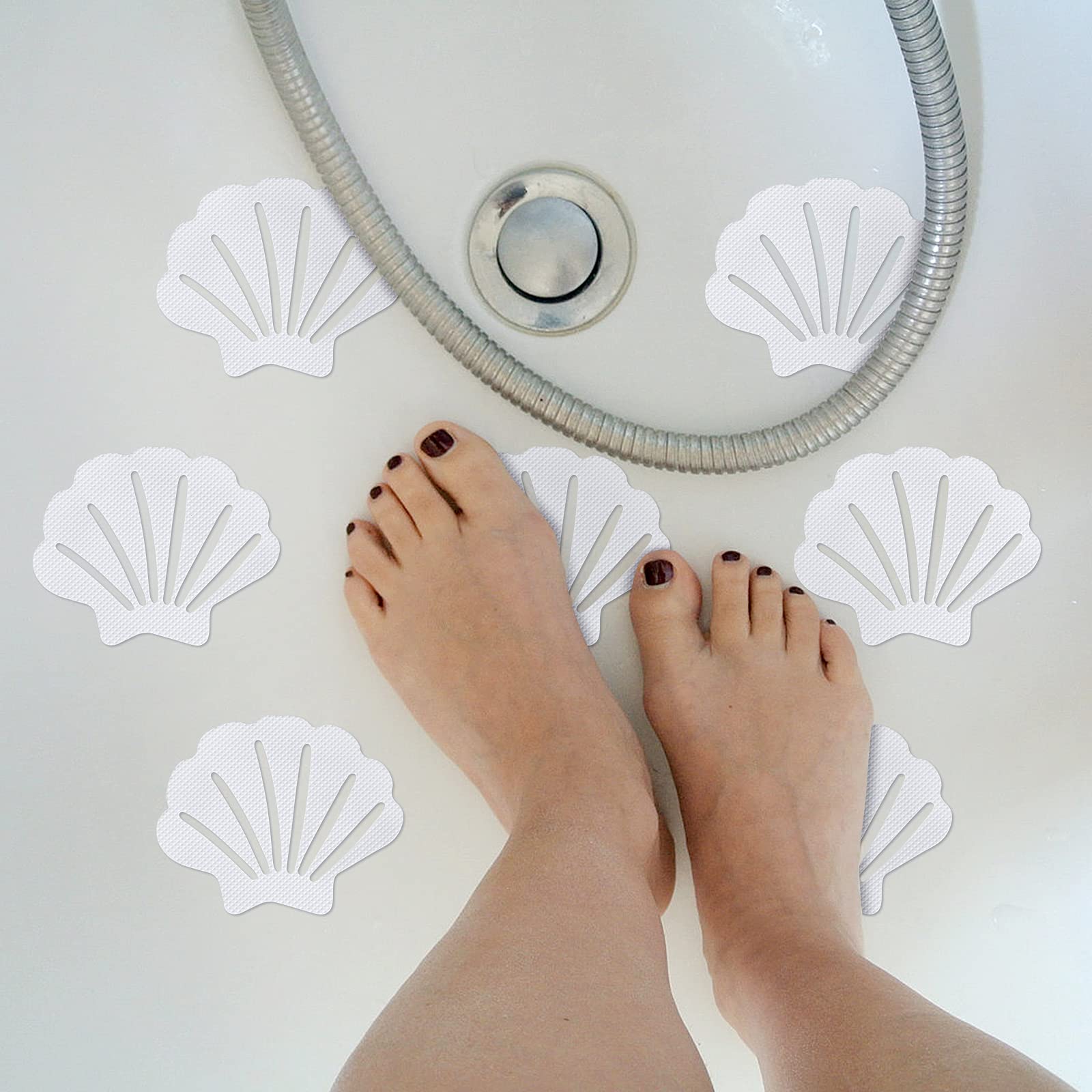 **Cabilock 12PCS Non-Slip Shower Mat Stickers - Waterproof Bathroom Floor Decals, Anti-Slip Bathtub Stickers with Sea Shell Design for Safety & Style - Perfect for Bathroom, Toilet, and Shower Floors**