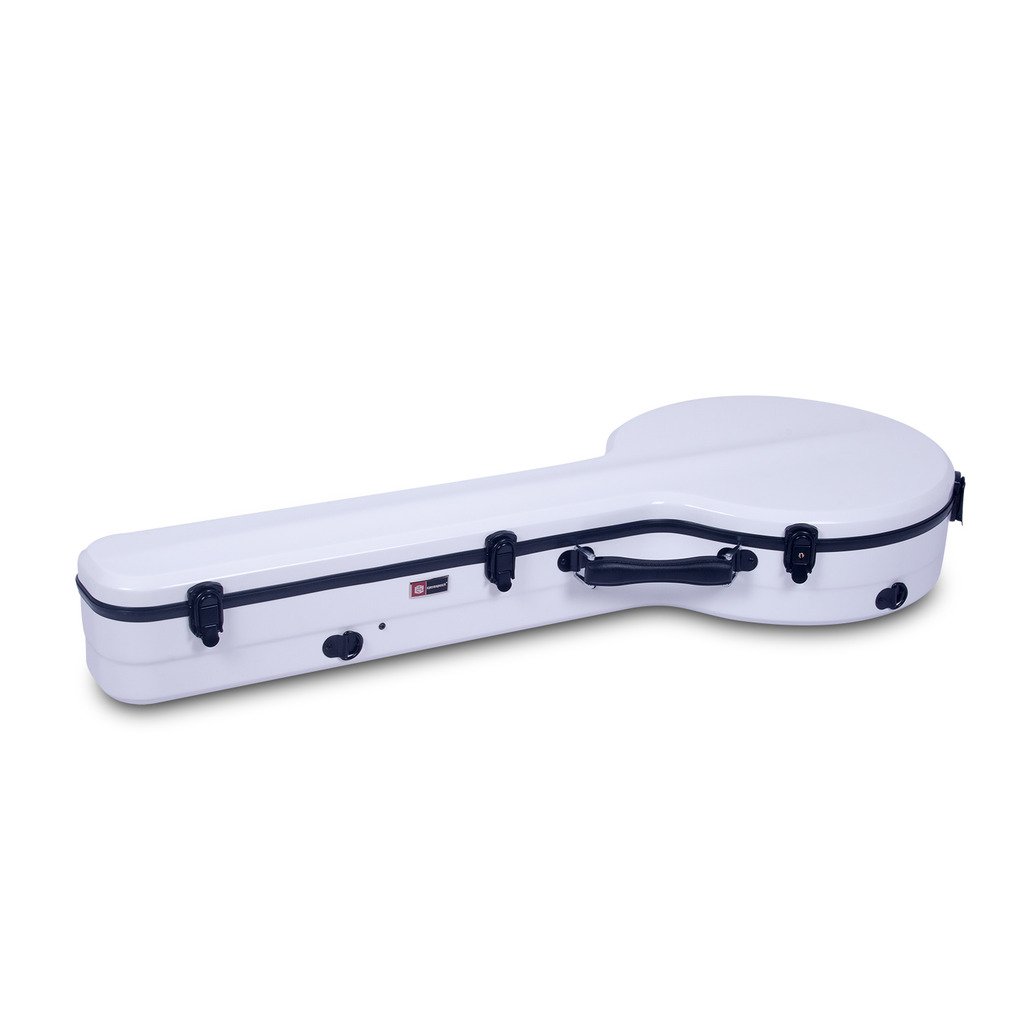Crossrock CRF1000BJWT White Fiberglass Banjo Case - Fits 5-String Resonator Banjos, Backpack Style for Easy Transport | Perfect for Traveling Musicians & Outdoor Performances
