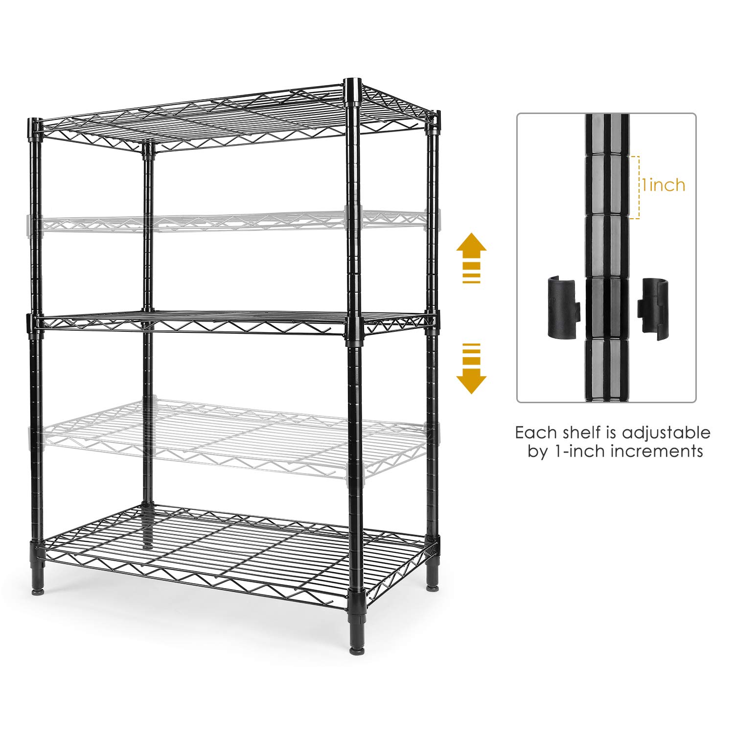 LEHOM 3-Tier Metal Storage Shelves - Adjustable Wire Shelving Unit for Laundry, Bathroom, Kitchen, Pantry & Closet Organization (23.23