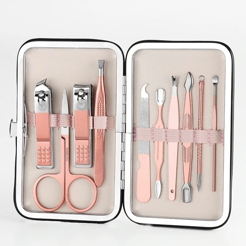 ARDAKI 10-in-1 Professional Manicure Pedicure Kit - Stainless Steel Nail Clippers, Scissors, Grooming Tools, Blackhead Remover & Acne Needle Set for Home & Travel Nail Care
