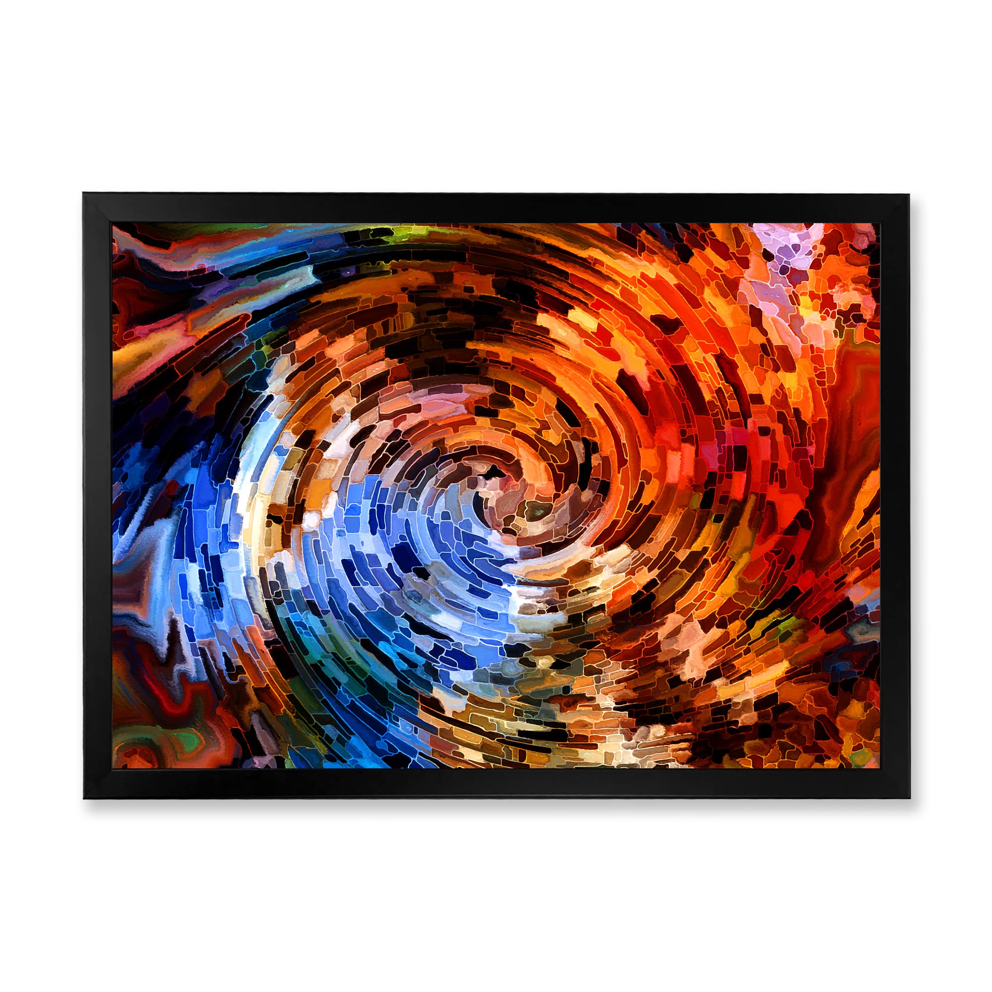 Voyages To Inner World Orange Spiral Abstract Modern Framed Wall Art - Contemporary Home Decor for Living Room, Bedroom & Office