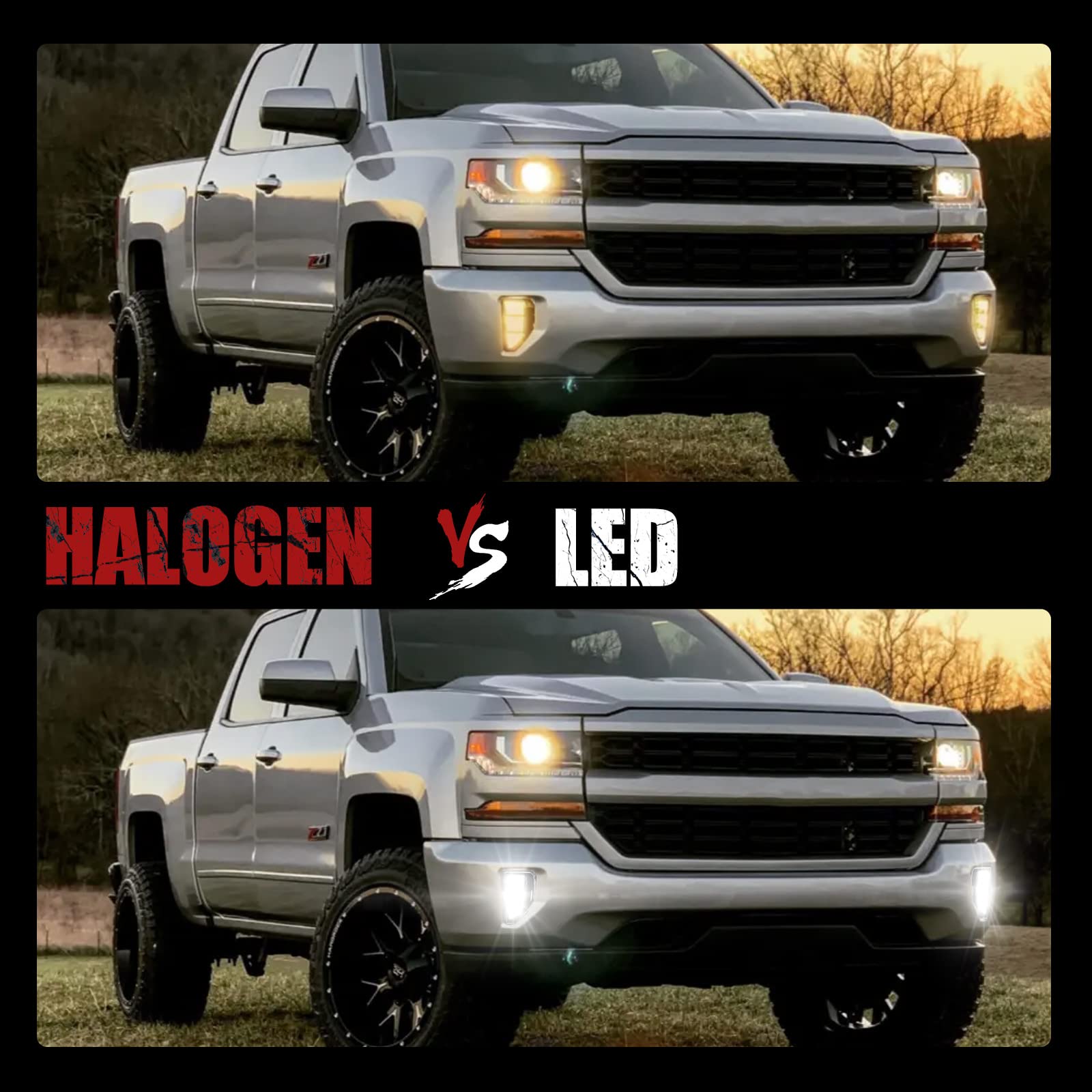 BUNKER INDUSTRY LED Fog Lights Kit for 2016-2018 Chevy Silverado 1500 - OEM Replacement Bumper Driving Lights with Chrome Housing - Perfect for Off-Roading & Night Driving
