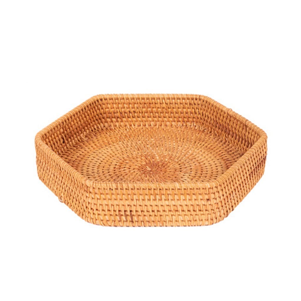 UXZDX Rattan Storage Basket - 25cm Desktop Organizer for Cosmetics, Kitchen, Bread & Household Sundries | Perfect for Home, Office & Bathroom Organization