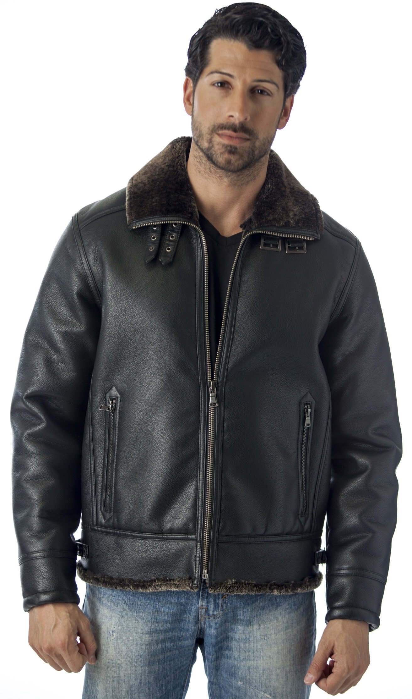 REED Men's B-3 Bomber Jacket - Genuine Shearling Style Aviator Coat for Winter Warmth | Perfect for Outdoor Adventures & Casual Wear
