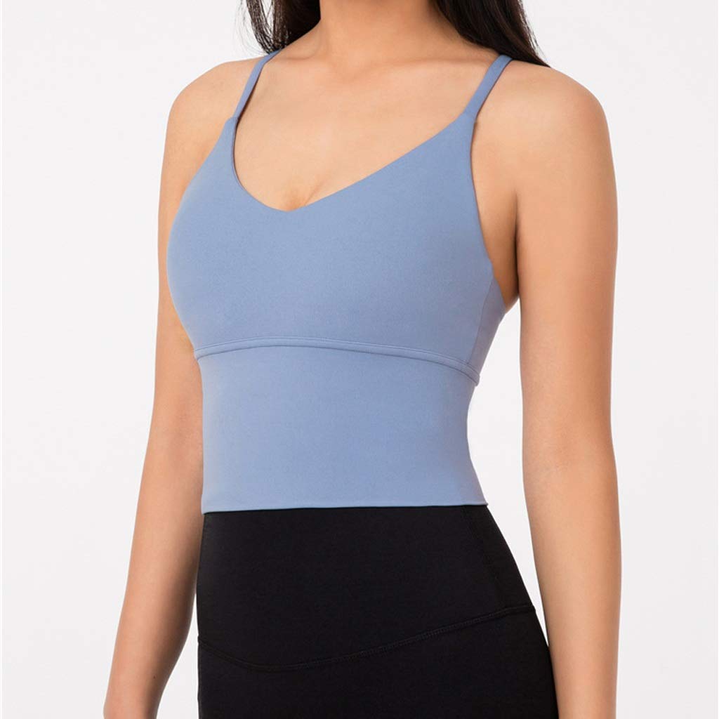 WSSBK Women's Cross-Back Push-Up Yoga Sports Bra - Breathable Workout Crop Top for Running, Gym & Fitness (Solid Color, Size S) | Perfect for Yoga, Pilates & High-Intensity Training