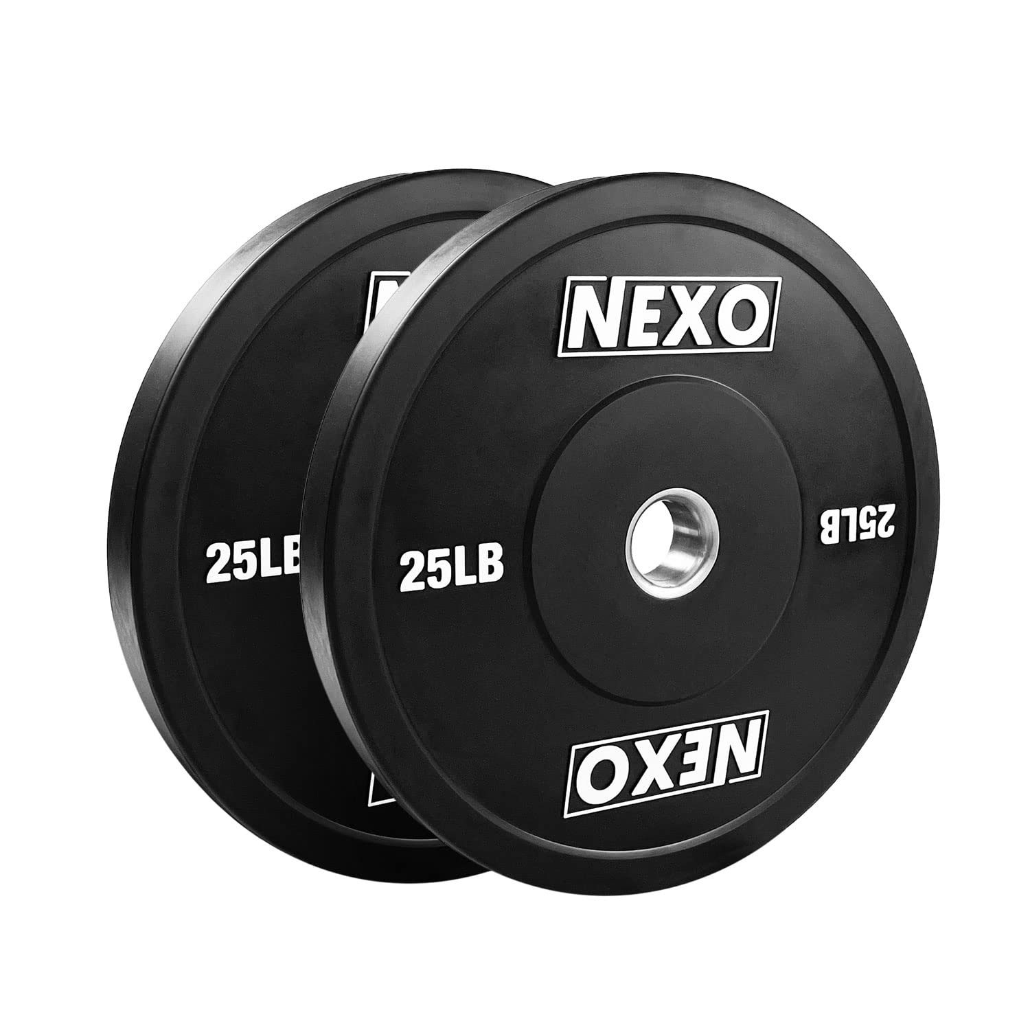 Premium NEXO Matte Black Rubber Bumper Plates - Cross Training Weight Plates Set for Home Gym & CrossFit Workouts - Durable Rubber Coating for Olympic Lifting & Strength Training