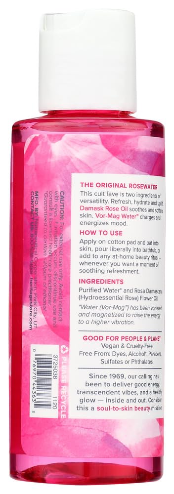 Heritage Products Rose Petals Rosewater - 2 Pack (4 Fl Oz Each) | Natural Skin Toner & Hydrating Facial Mist for Glowing Skin | Perfect for Spa Days, Bridal Prep & DIY Beauty Treatments