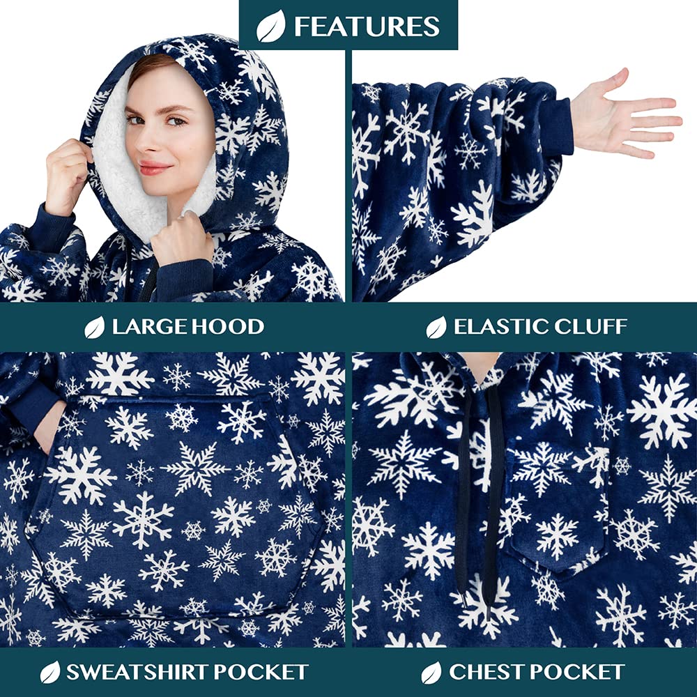 PAVILIA Wearable Blanket Hoodie for Women & Men - Sherpa Lined Oversized Sweatshirt Blanket with Hood | Cozy Fleece Lounge Wear for Home, Camping & Outdoor Activities