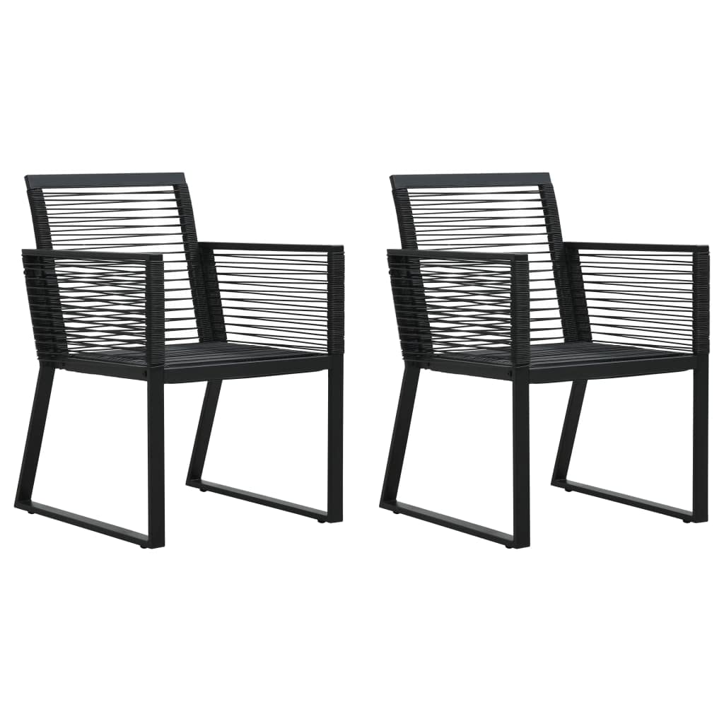 Premium Black PVC Rattan Patio Chairs Set of 2 - Modern Weather-Resistant Outdoor Furniture for Garden, Deck & Backyard - Comfortable Seating with Armrests for Relaxing, Lounging & Entertaining Guests