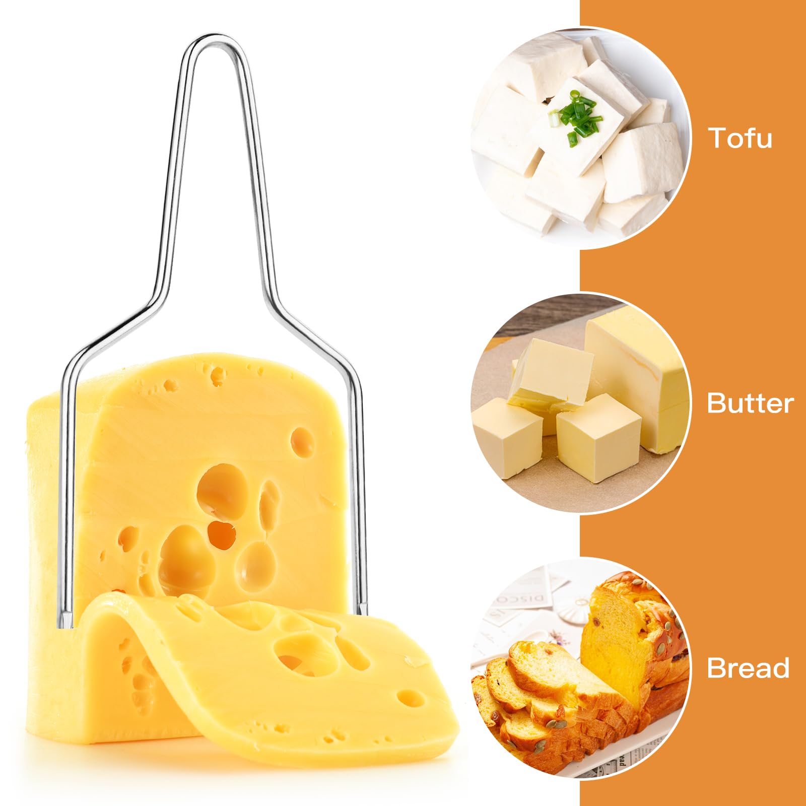 Premium Stainless Steel Cheese Slicer with Wire Cutter - Handheld Cheese & Butter Slicer for Block Cheese, Perfect for Charcuterie Boards, Party Platters & Gourmet Cooking