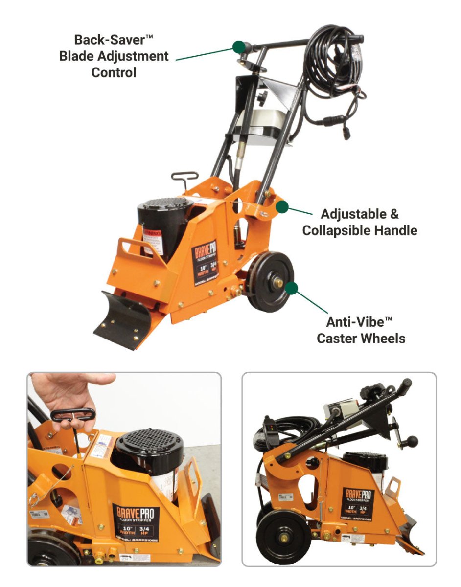 Brave Heavy Duty Electric Floor Stripper - 10 Inch Max Width for Hardwood, Tile & Vinyl Floor Removal | Perfect for Home Renovation & Commercial Use