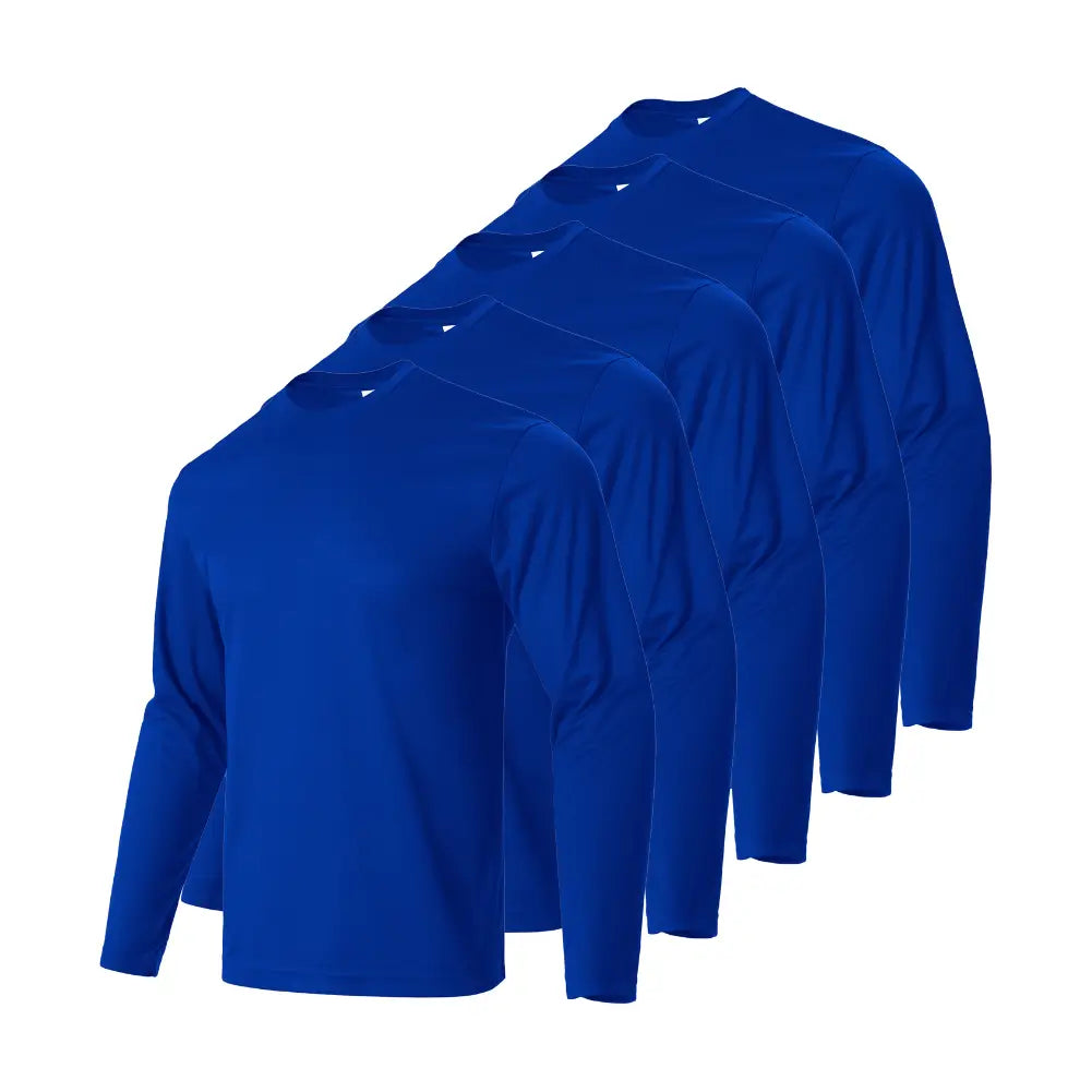 5 Pack Men's Long Sleeve T-Shirts - Soft Cotton Crew Neck Casual Shirts for Everyday Wear | Office, Gym, Travel & Outdoor Activities