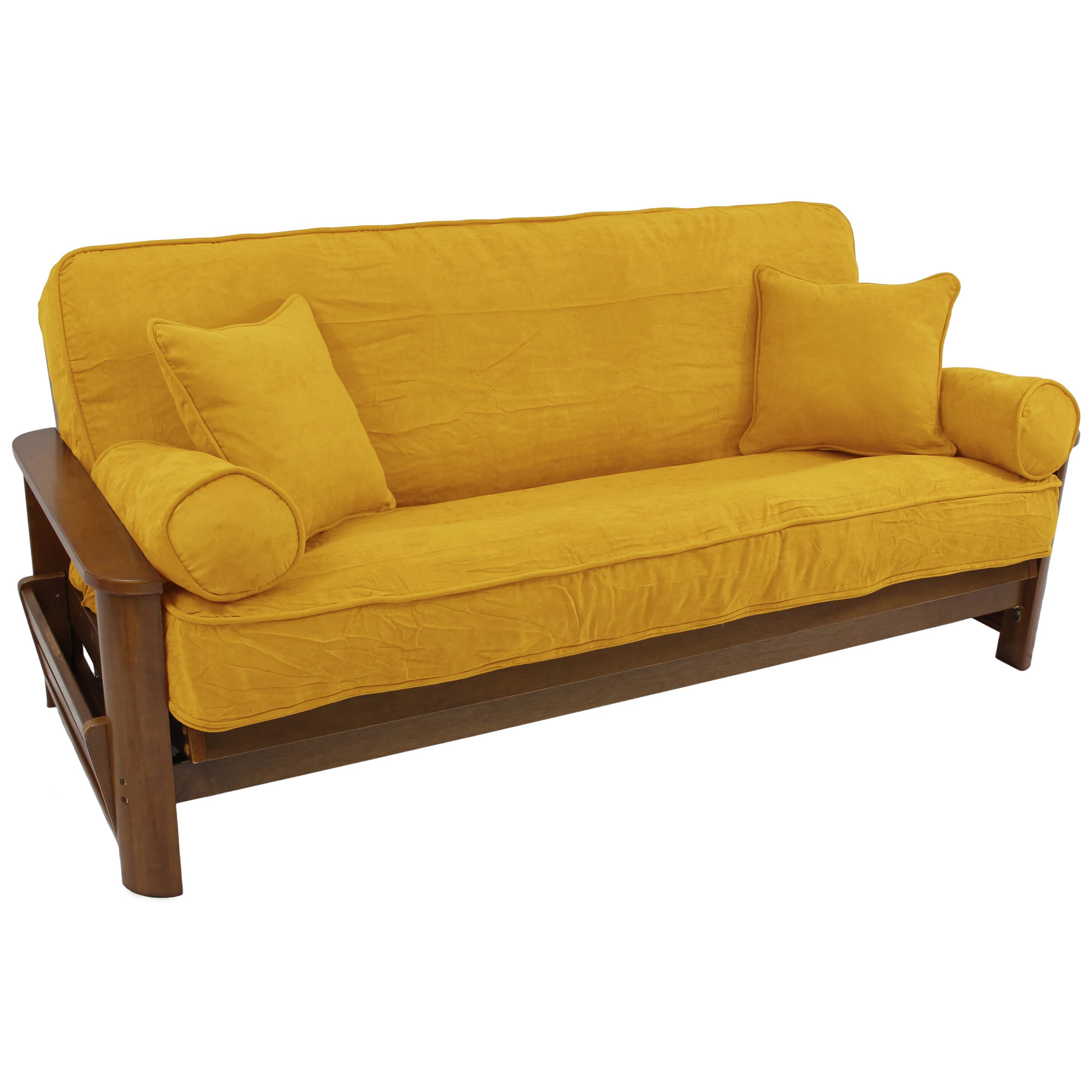 Premium Microsuede Futon Cover Set with 4 Throw Pillows - Full Size (8