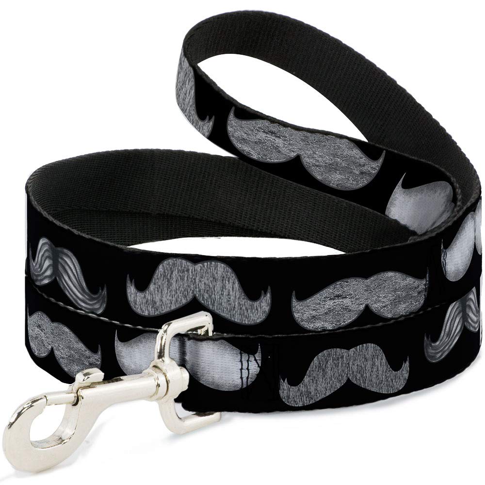 Premium 6FT Dog Leash with Mustache Print - 1.5 Inch Wide Black Sketch Design for Medium & Large Dogs - Perfect for Walking, Training & Outdoor Adventures