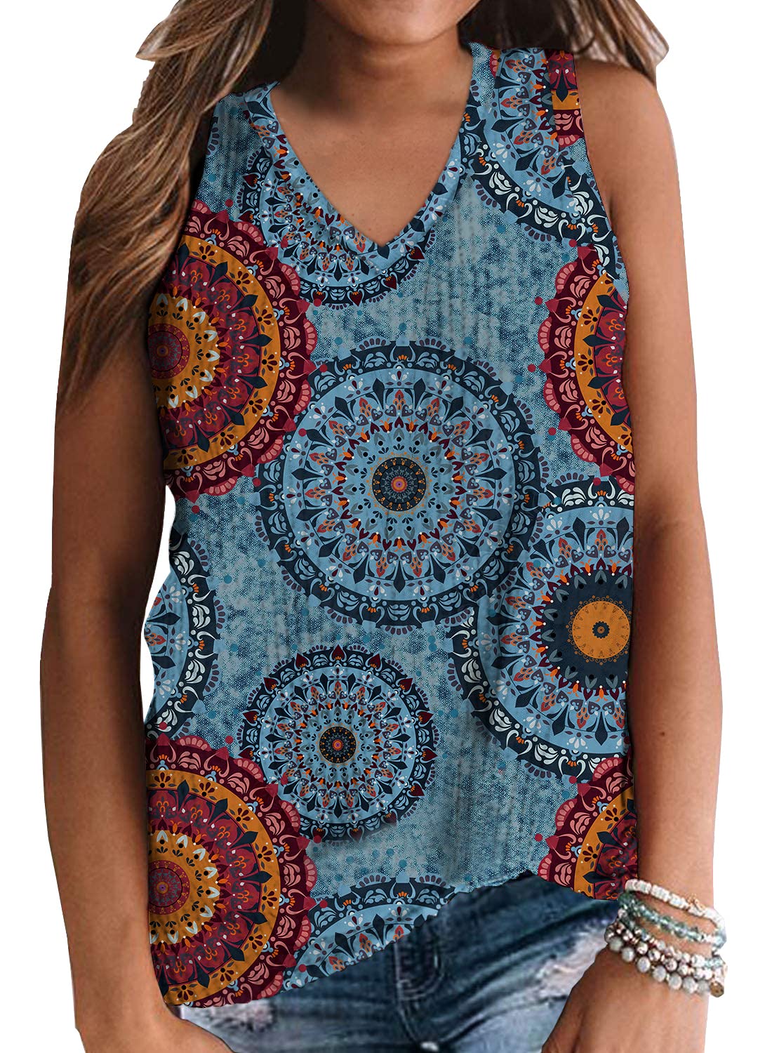 IWOLLENCE Women's Waffle Knit V-Neck Tank Top - Summer Casual Sleeveless Shirt, Loose Fit Blouse for Beach, Travel & Everyday Wear