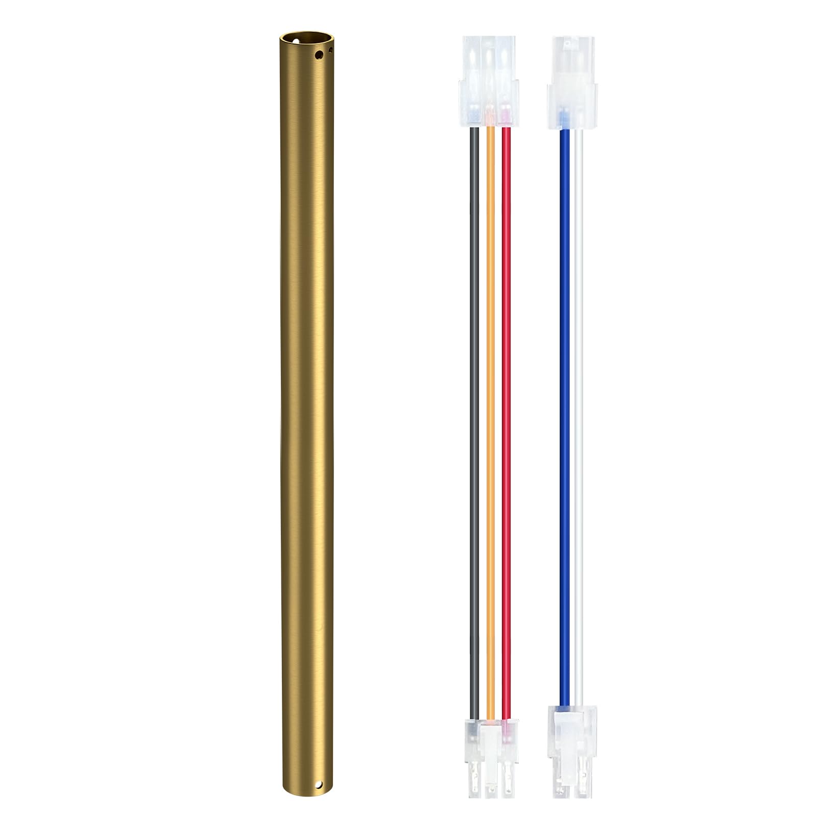 36 Inch Ceiling Fan Extension Downrod with Wires - Brass Gold Polished Finish - Replacement Part for Ceiling Fans & Accessories - Perfect for High Ceilings & Large Rooms