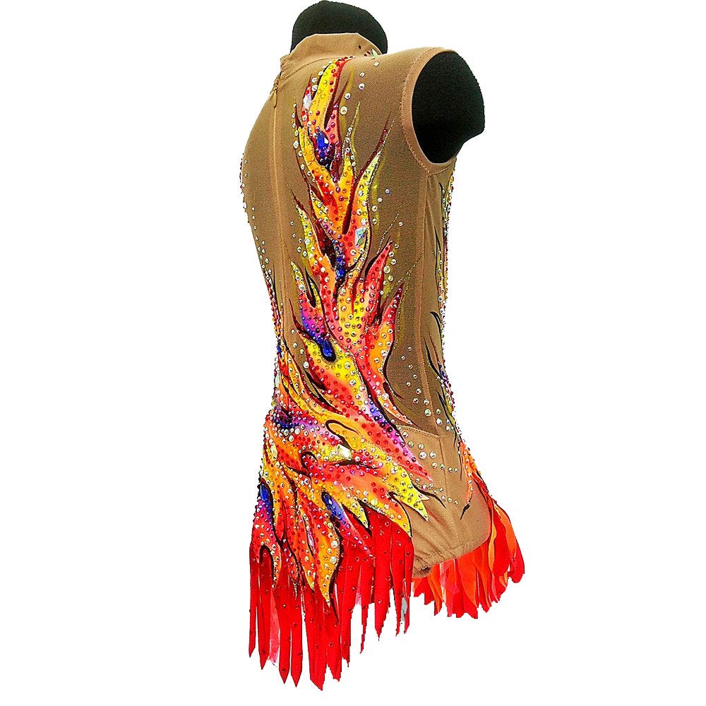 Women's & Girls' Rhythmic & Artistic Gymnastics Leotard - Red High Elasticity Handmade Sleeveless Dancewear for Competition & Performance | Perfect for Gymnastics, Ballet, Dance Shows & Training