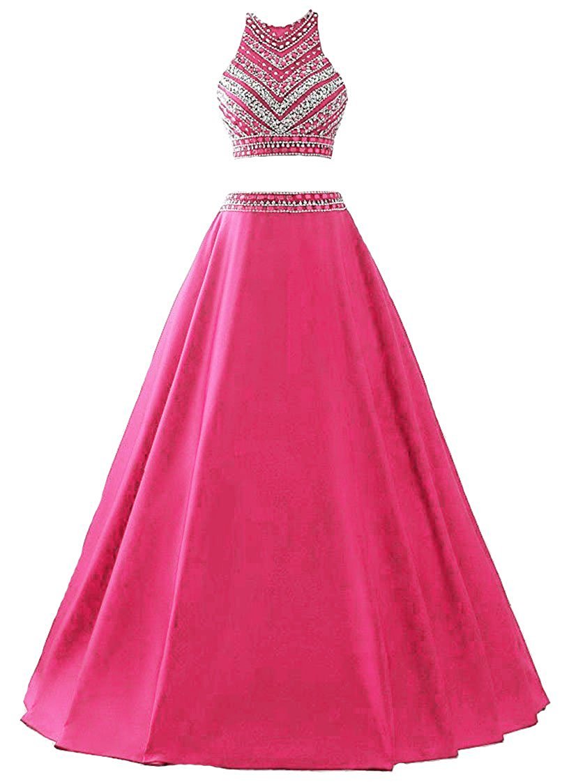 Elegant Two-Piece Women's Prom Dress with Beaded Satin & Sequined Long Evening Gown for Formal Parties & Special Occasions | FD035 | Perfect for Homecoming, Galas & Black Tie Events