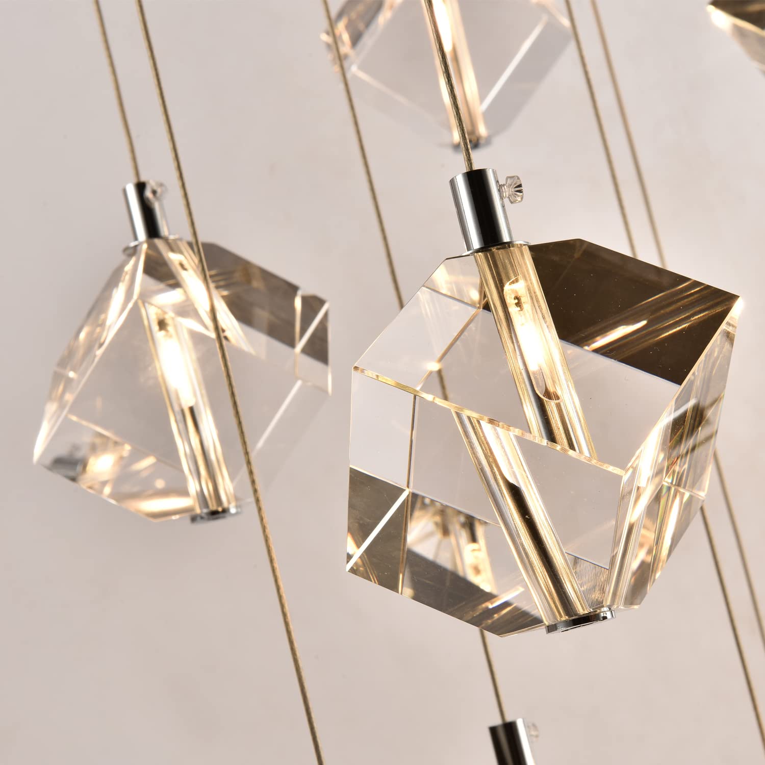 Modern Farmhouse Chandelier - Nordic Crystal Hanging Lamp with Raindrop Chrome Pendant Lights for Entryway, Living Room, Bedroom, Kitchen Island & Dining Room - 3-Light Round Fixture for Cozy Home Decor & Elegant Lighting Solutions