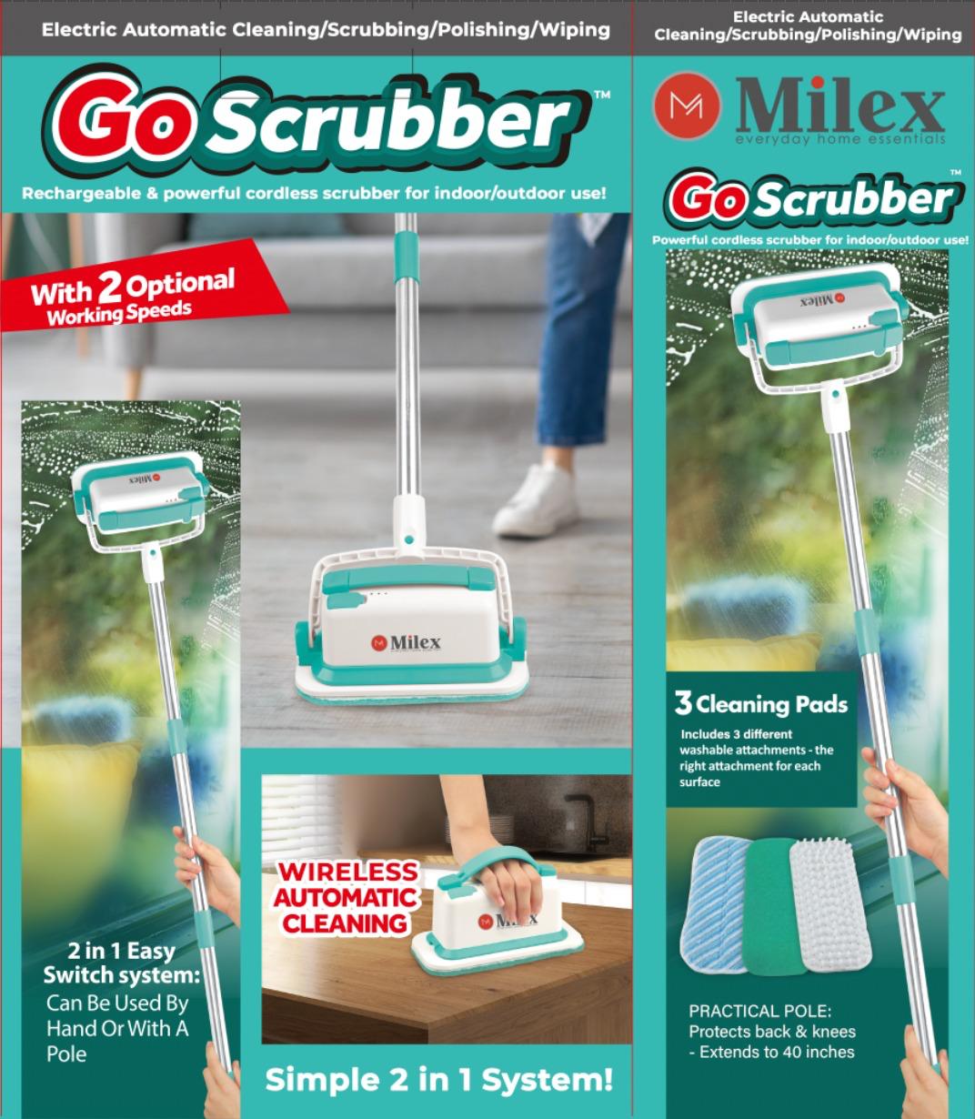 Milex Cordless Electric Scrubber - Powerful Vibration Cleaning Brush for Stubborn Dirt & Grime - Perfect for Bathroom Tiles, Kitchen Sinks & Outdoor Cleaning