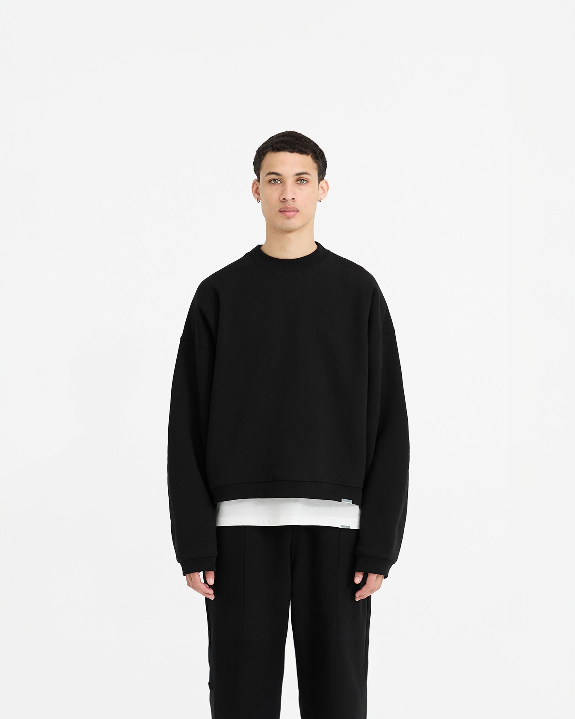 Initial Boxy Sweater - Black | Oversized Casual Knit Pullover for Women | Perfect for Fall Layering, Coffee Dates & Cozy Evenings