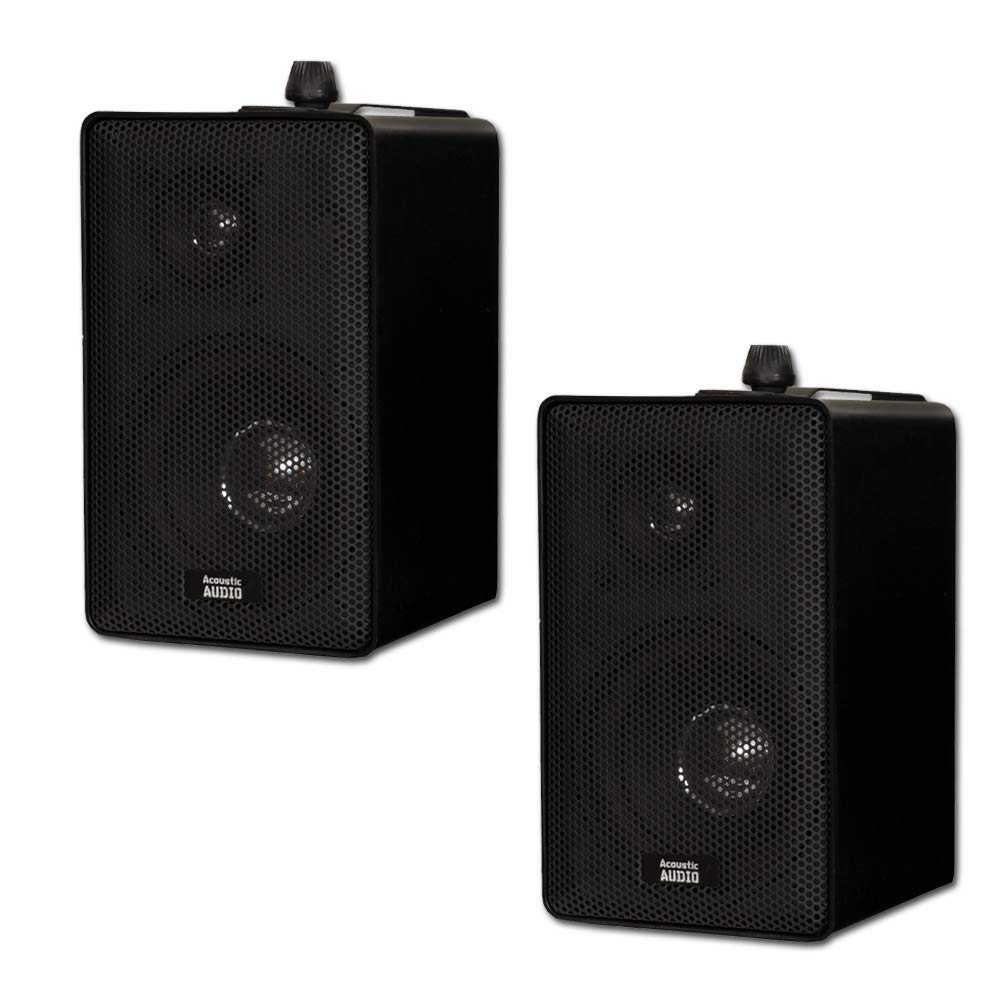 Acoustic Audio 251B 400W 3-Way Indoor/Outdoor Speakers (Pair) - Black | Perfect for Patio, Poolside & Home Theater Sound System