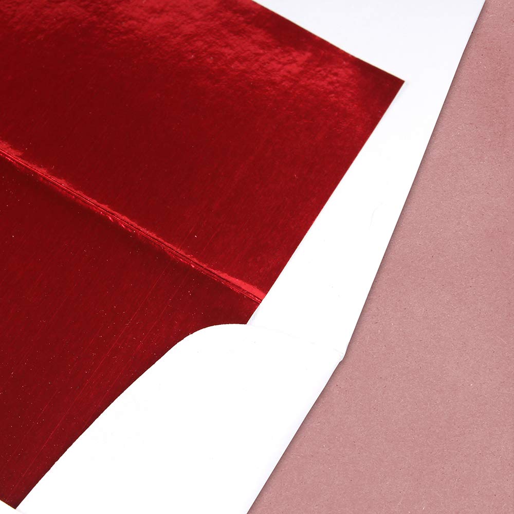 Foil Lined Invitation Envelopes 5.75x8.75 - White with Red Foil - 100 Pack for Wedding & Party Invites
