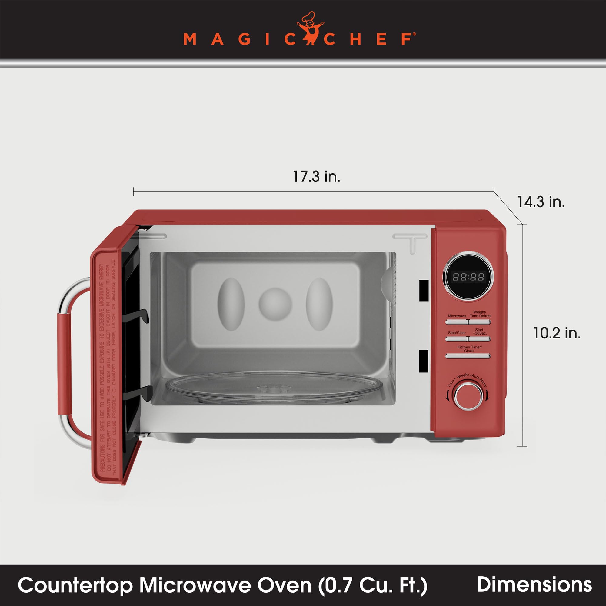 Magic Chef Retro Countertop Microwave Oven - 0.7 Cu Ft Compact Microwave with Classic Design in Red - Perfect for Small Kitchens, Dorms & Office Spaces